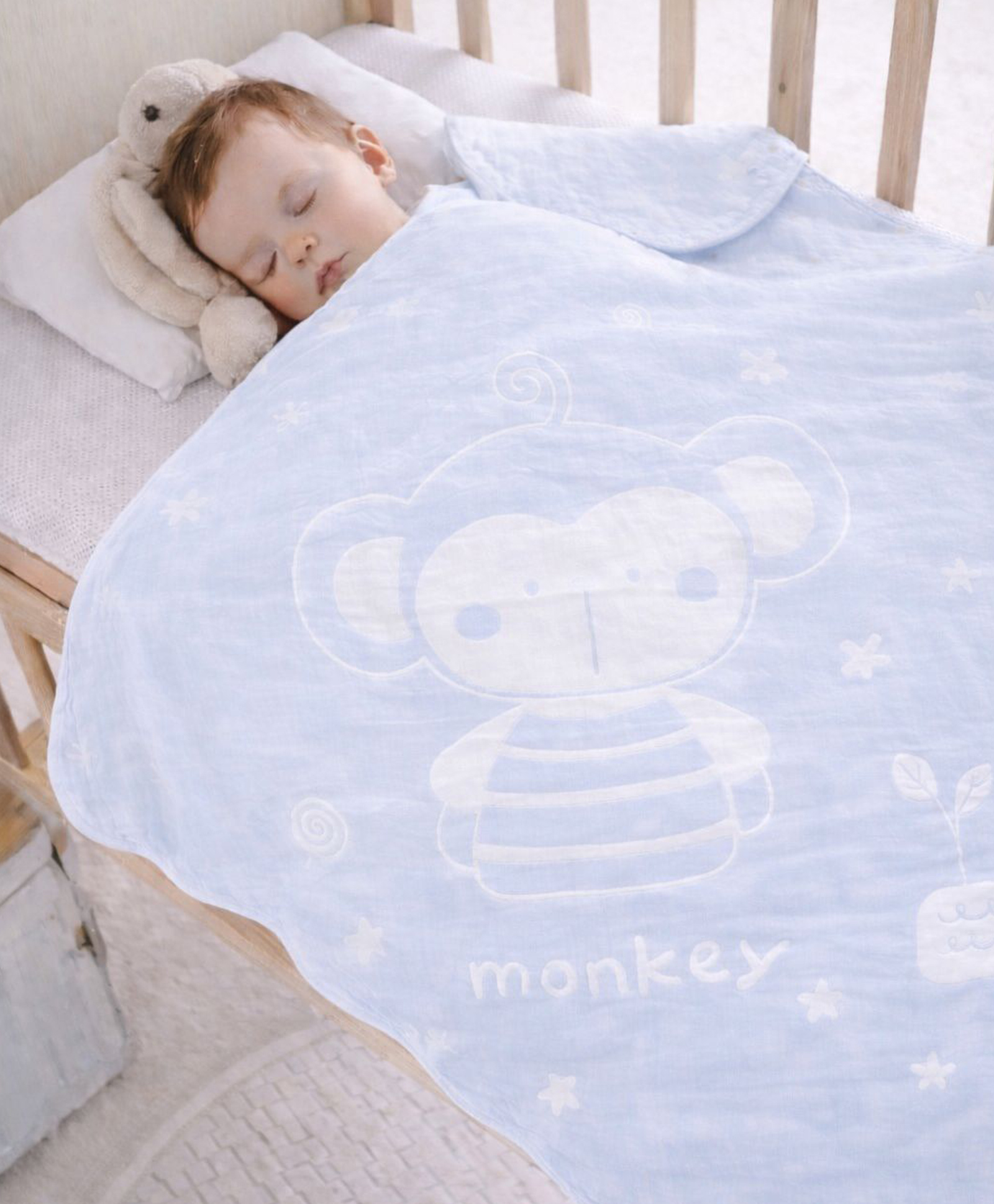 Totilo Muslin Baby Summer Blanket Pastel Colours - Ultra Soft Breathable Swaddle Wrap-blue-picture-17