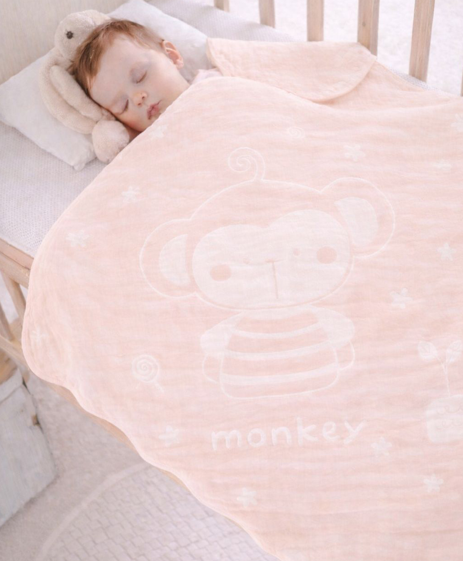 Totilo Muslin Baby Summer Blanket Pastel Colours - Ultra Soft Breathable Swaddle Wrap-peach-image-12