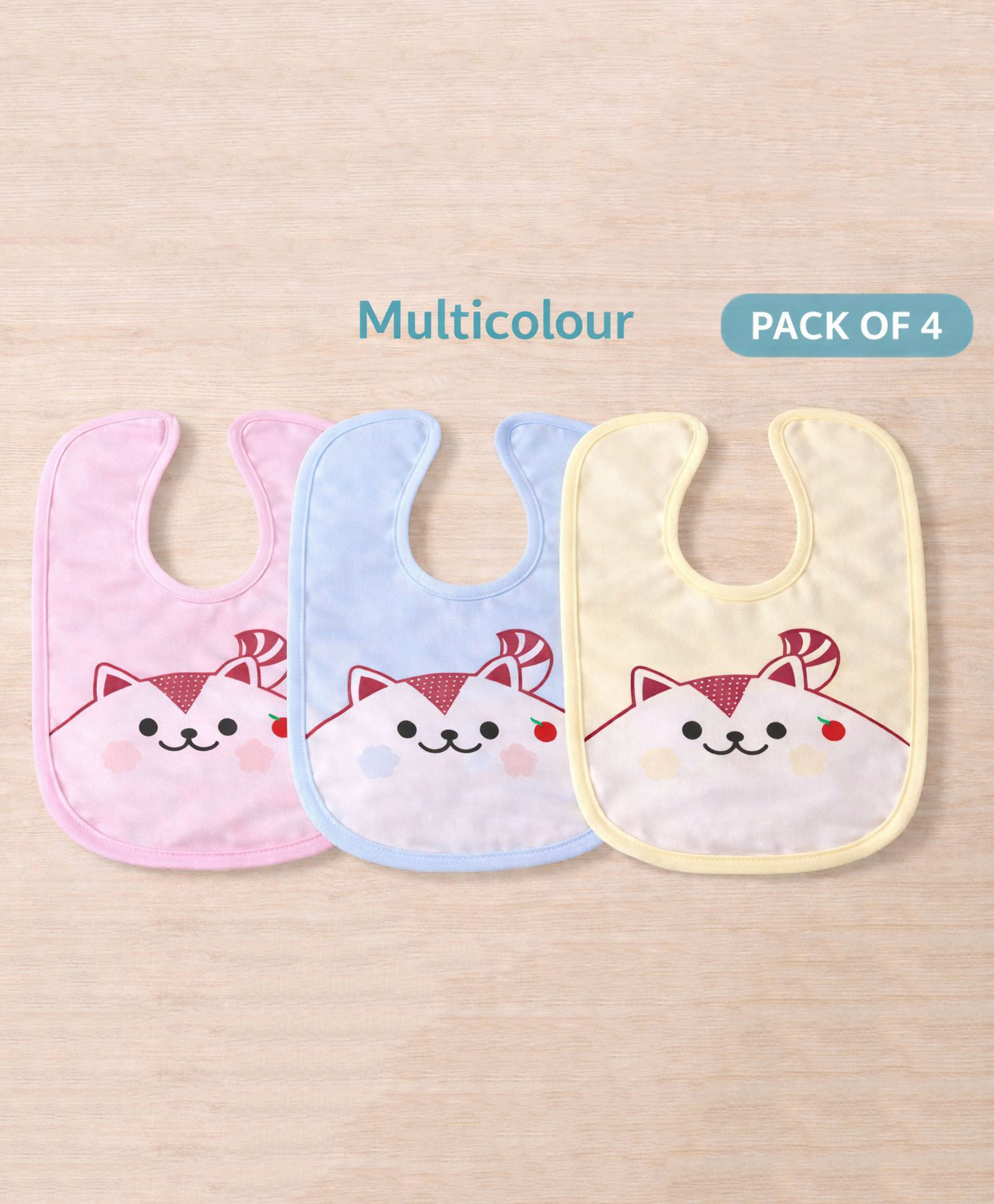 Totilo cute Cat Print Baby Bib - Soft & Absorbent Feeding Apron for Infants ( pack of 4)-image-30