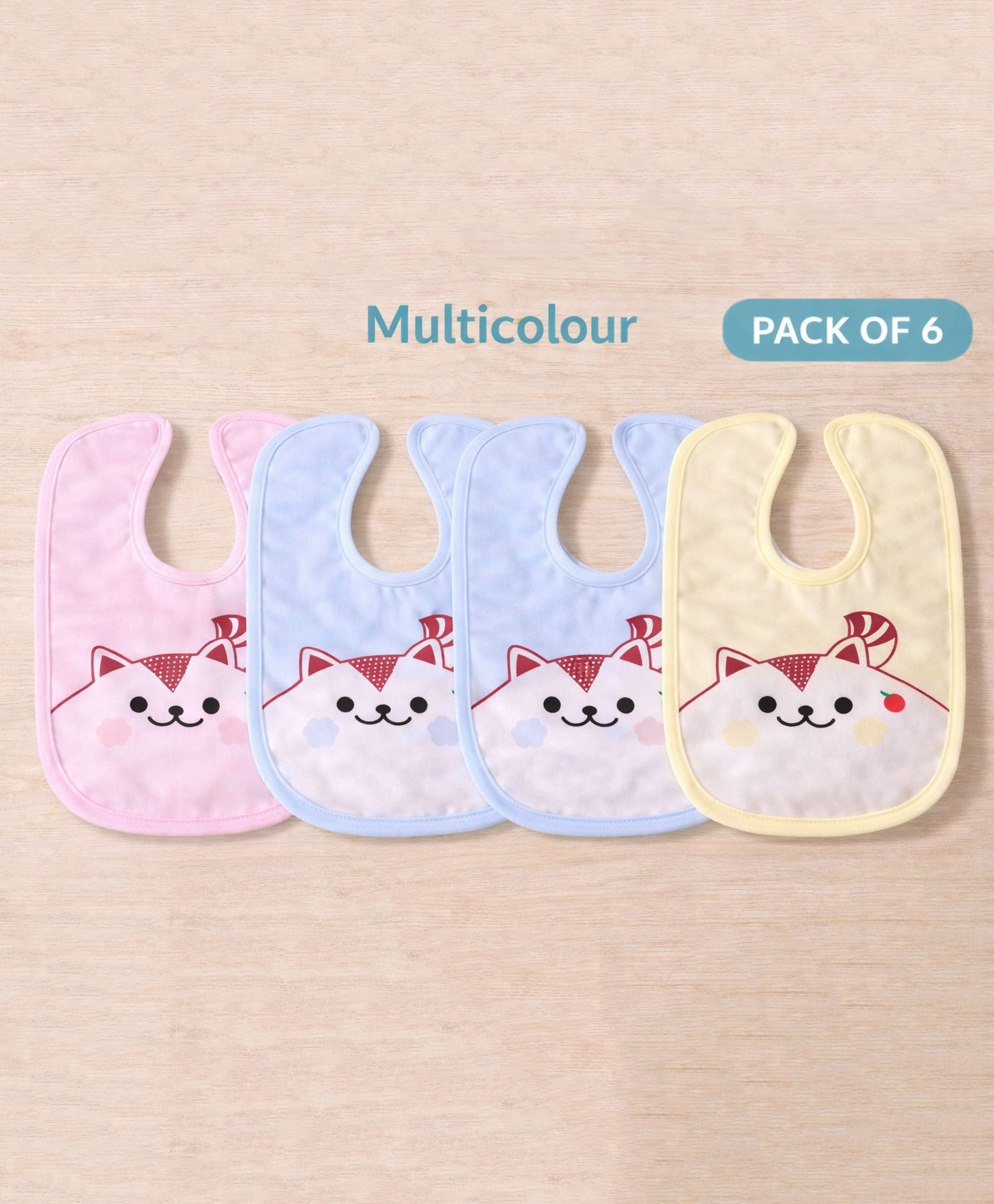 Totilo cute Cat Print Baby Bib - Soft & Absorbent Feeding Apron for Infants (pack of 6)-image-31