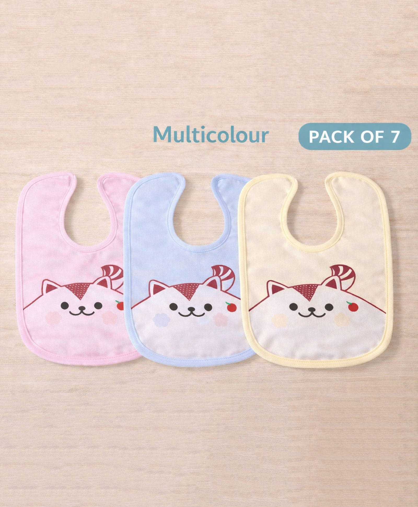 Totilo cute Cat Print Baby Bib - Soft & Absorbent Feeding Apron for Infants ( pack of 7 )-image-32