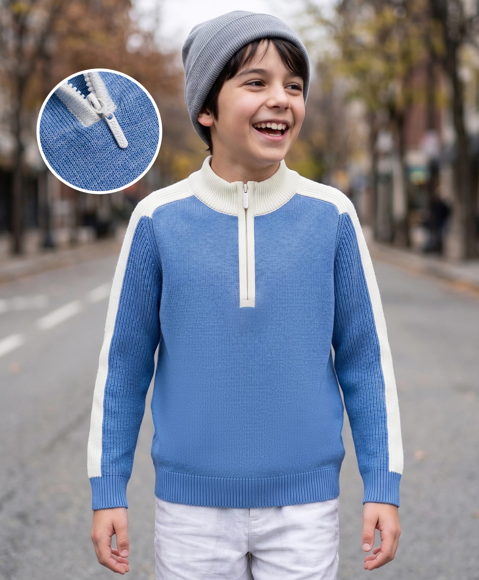 Pine Kids Knit Full Sleeves Solid Pullover Sweater - Light Blue-picture-28