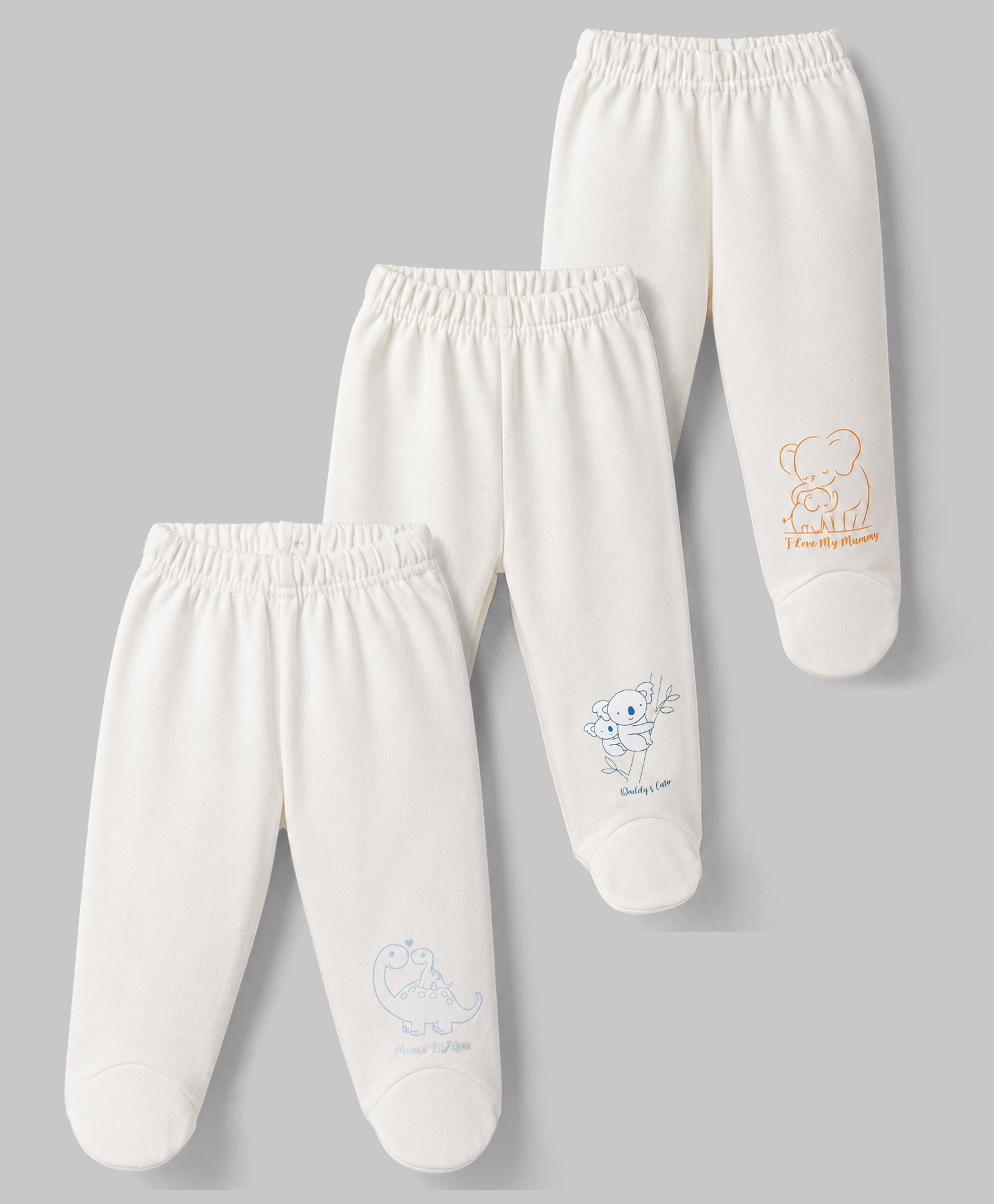 Doodle Poodle Interlock Cotton Knit Bootie Leggings With Animal Print Pack of 3 - White-picture-16