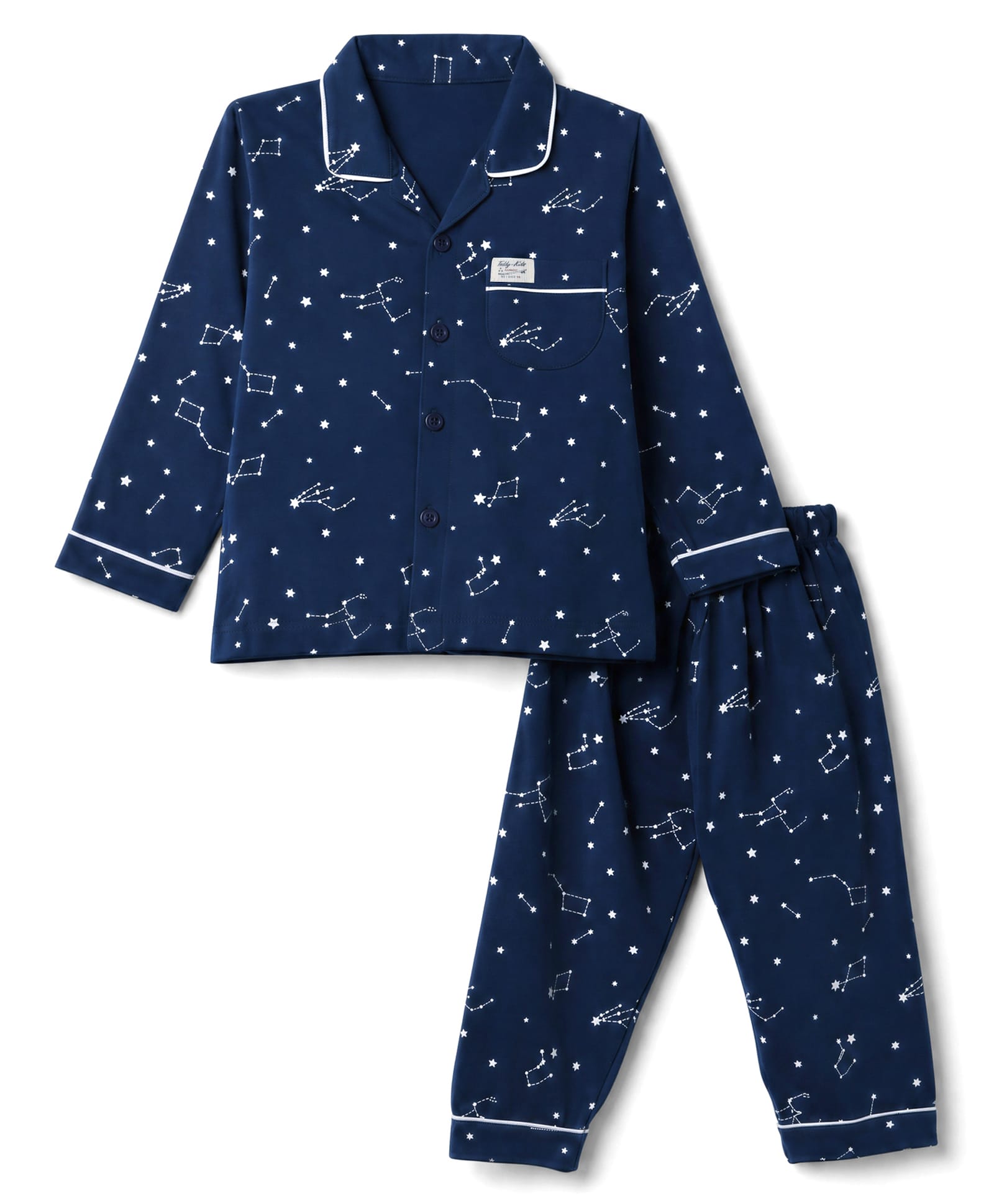 Teddy Sinker Knit Full Sleeves Shirt & Pyjama Co-ords Night Suit With Star Print - Navy Blue-picture-11