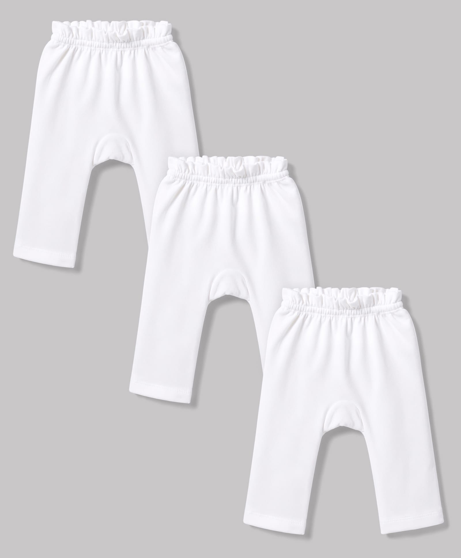 Doodle Poodle 100% Cotton Knit Full Length Solid Diaper Leggings Pack Of 3 - White-picture-24