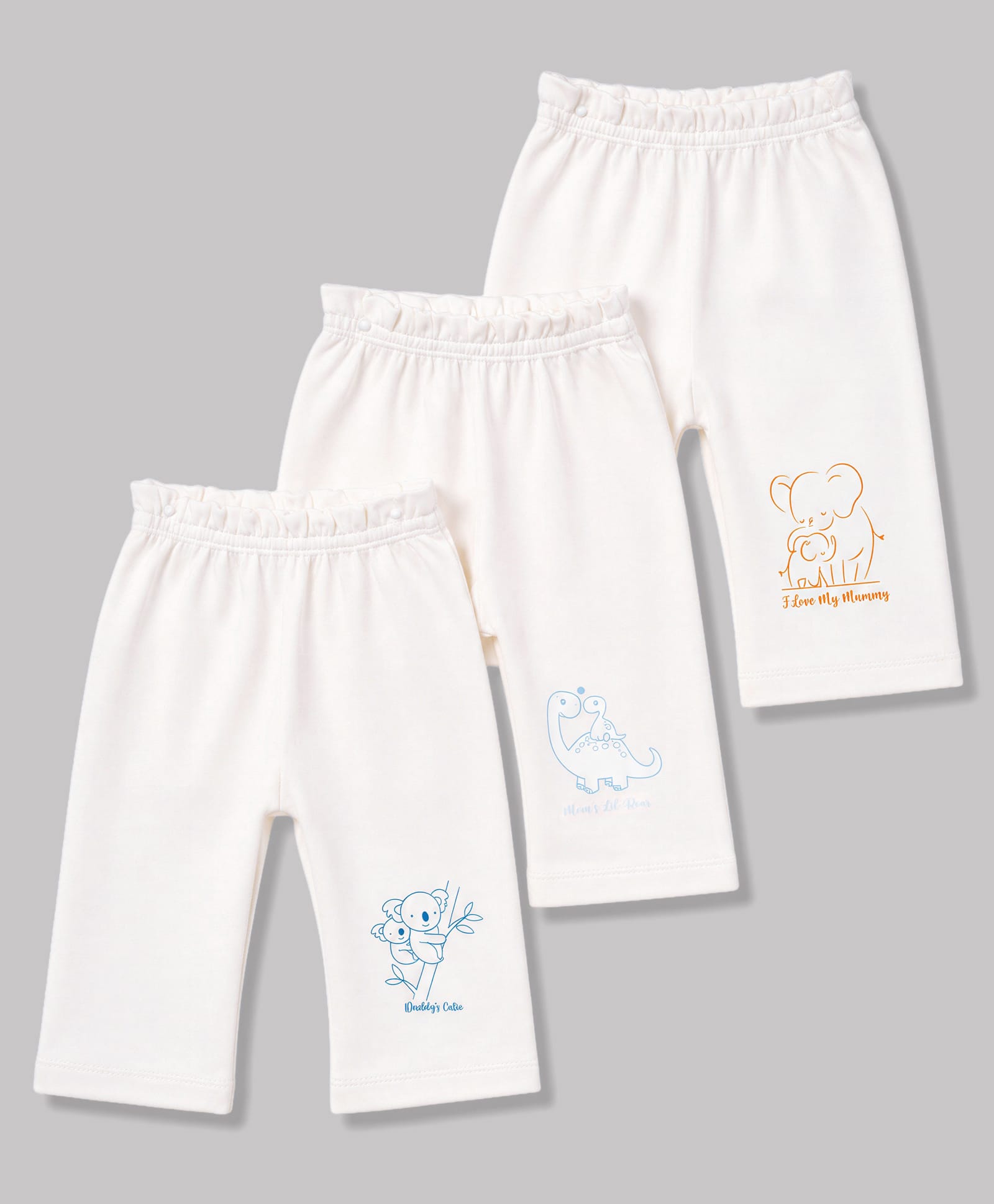 Doodle Poodle Cotton Knit Full Length Diaper Leggings With Animal Print Pack of 3 - White-picture-12
