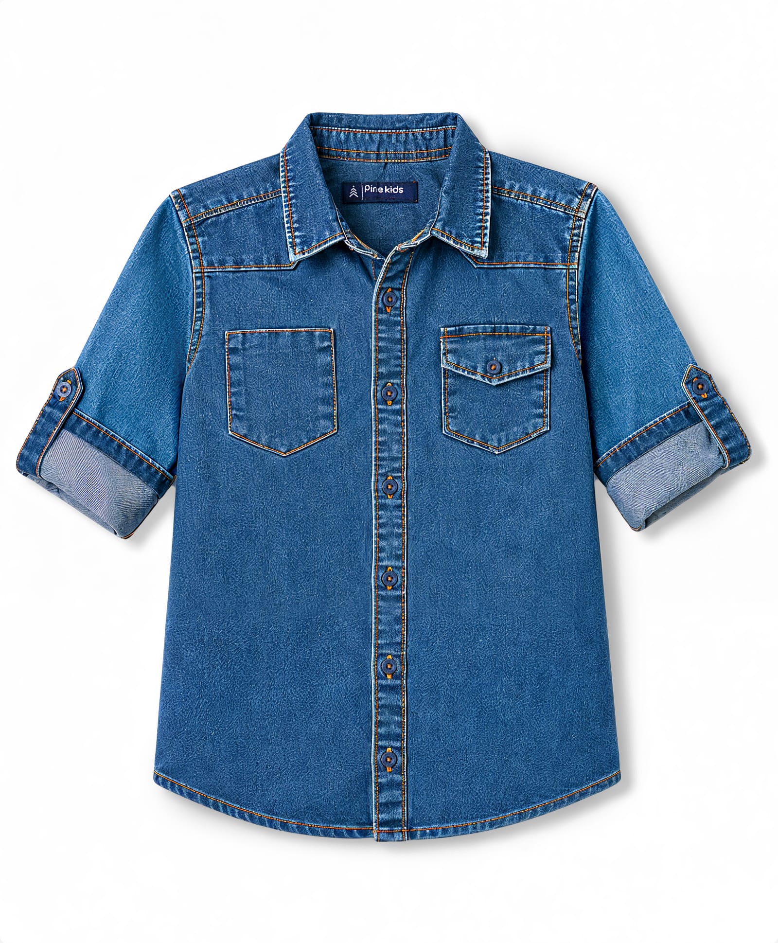 Pine Kids Denim Woven Full Sleeves Shirt - Blue-picture-17