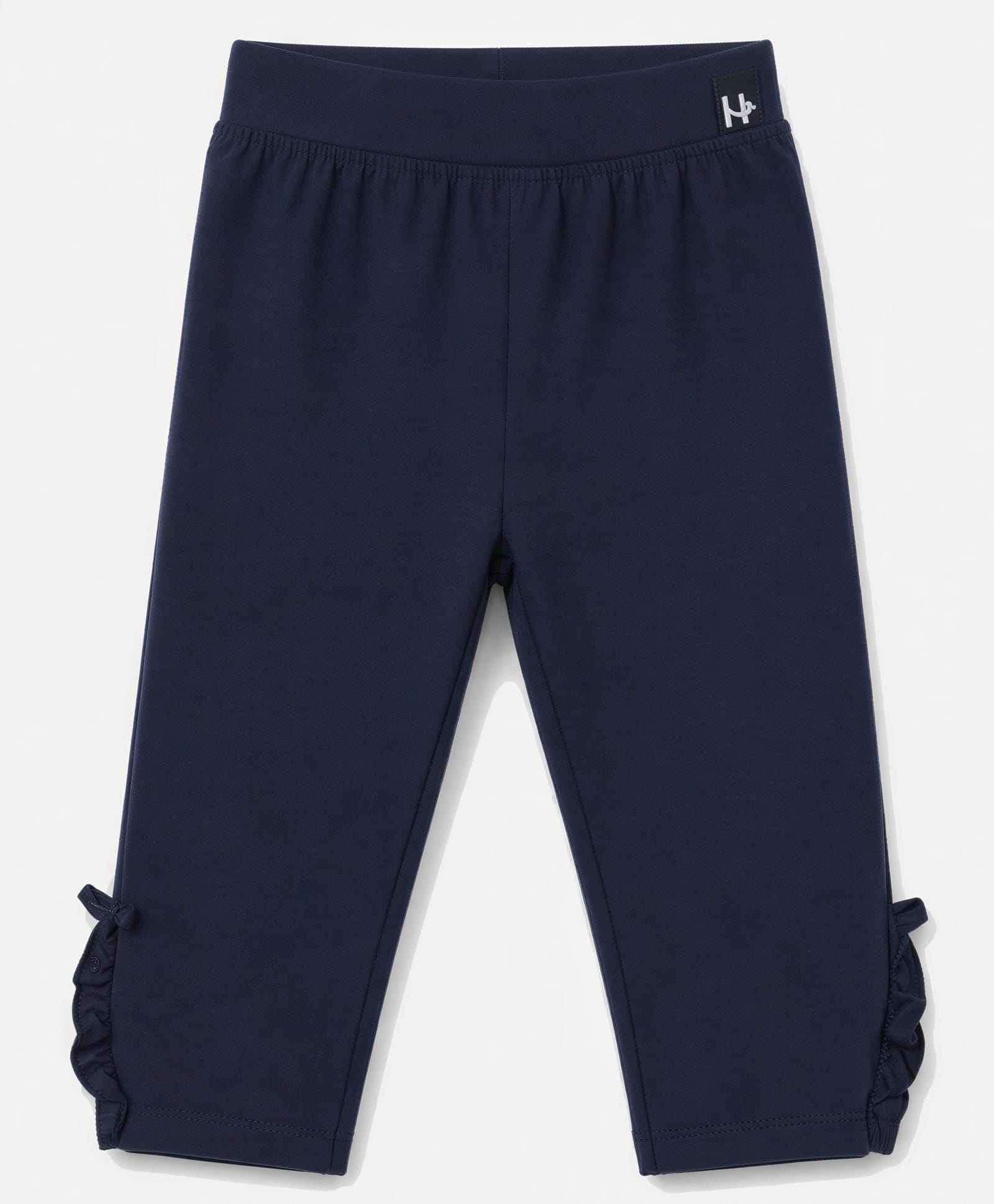 Honeyhap Premium Cotton Elastane Knit Solid Colour Three Fourth Leggings with Bio Finish- Navy Peony-picture-24
