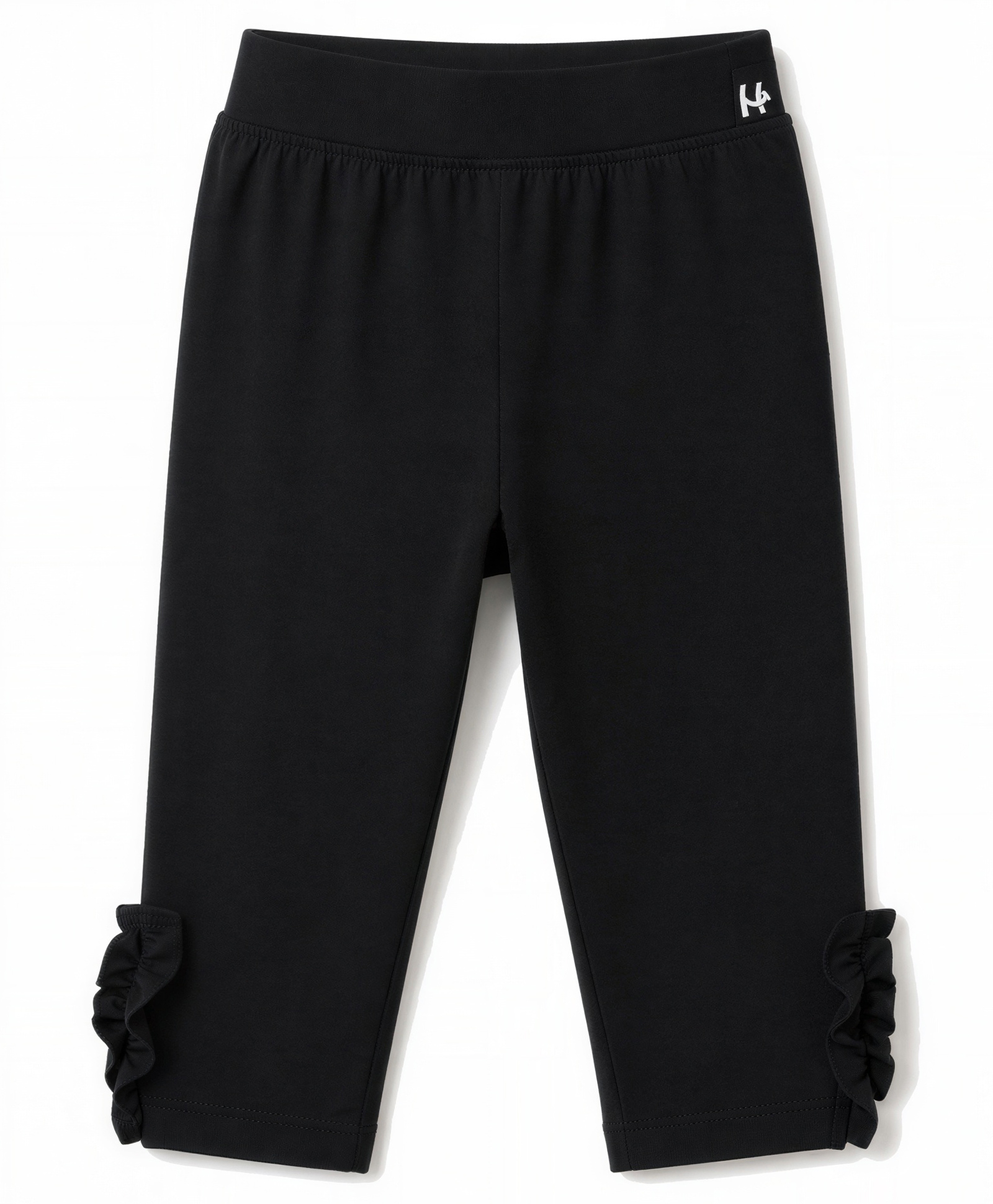 Honeyhap 95% Cotton 5% Elastane Knit Capri Length Solid Three Fourth Leggings & Pants With Bio Finish - Black-image-4