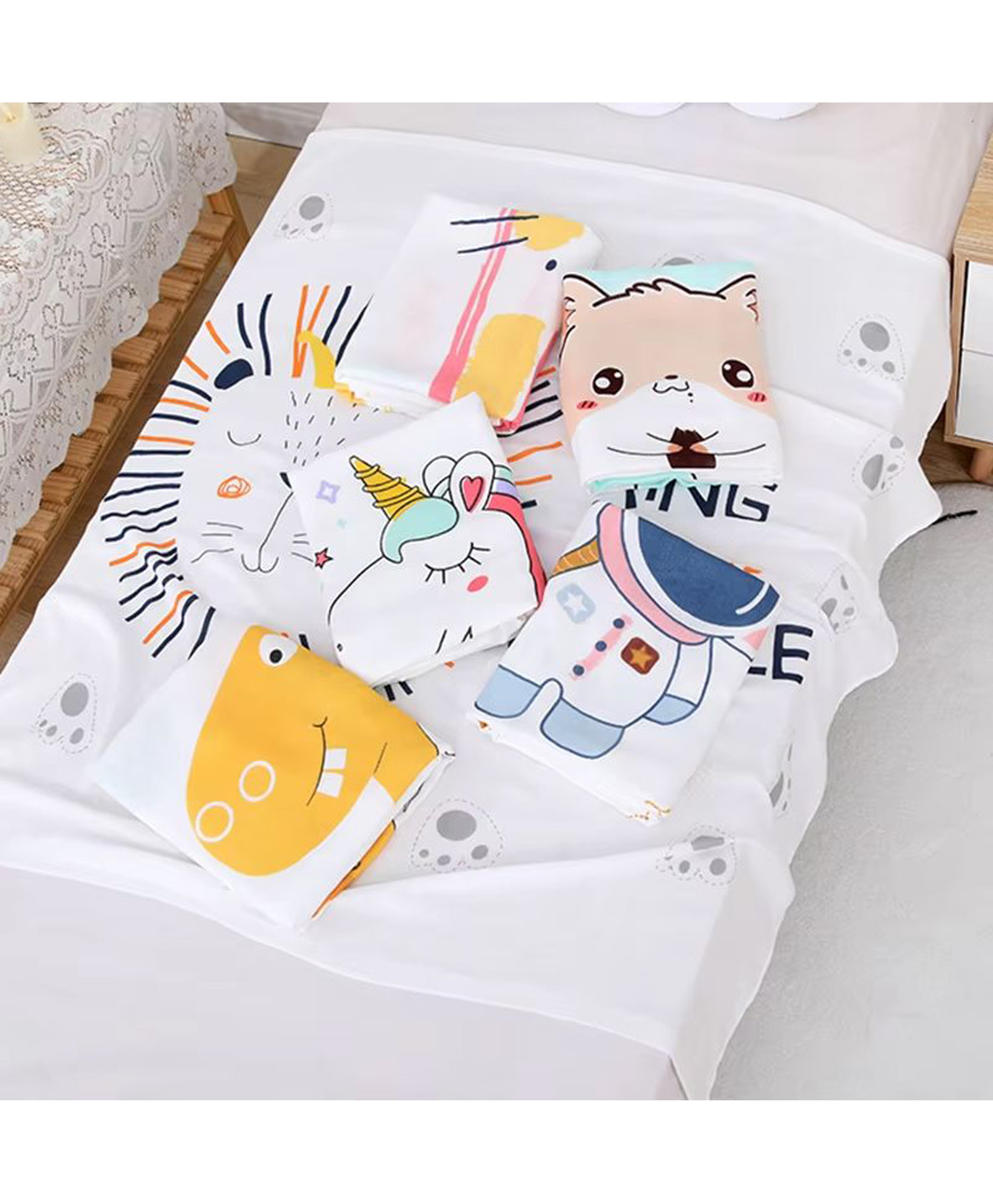 Teri Beri Bamboo Cotton Muslin Swaddle Wrapper Blanket for Babies / 2-Layer All Season Ultra Soft Breathable Hypoallergenic Anti-Bacterial Shawl-(Assorted Prints)-image-35
