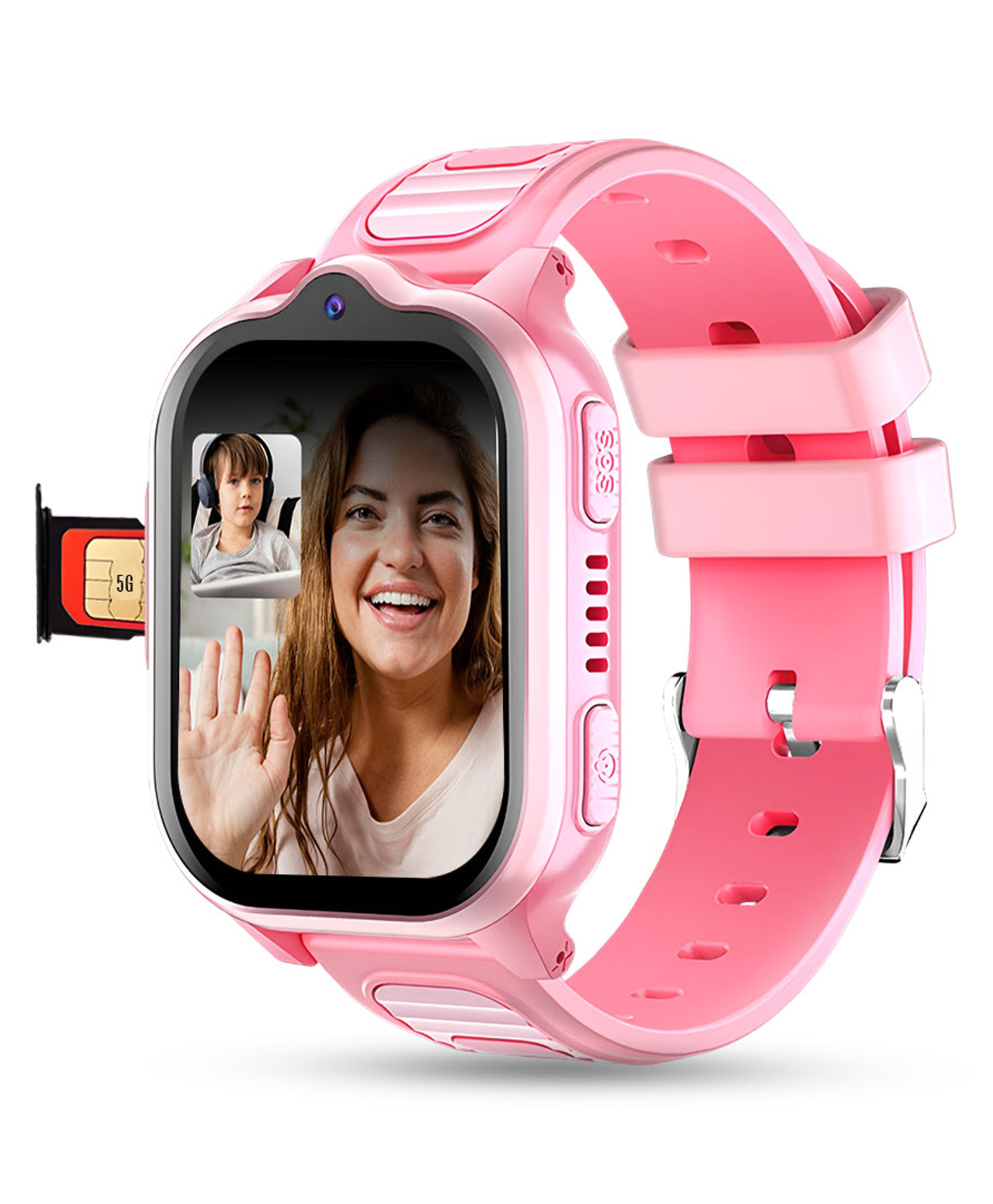 PunnkFunnk TrackNova 4G/5G Kids Smart Watch | HD Video Call | Live GPS Tracking | App Control | Safe Zone & SOS | Games | Family Chat | 800mAh Long Battery | FaceLock | Safety Watch for Kids - (Pink)-image-10