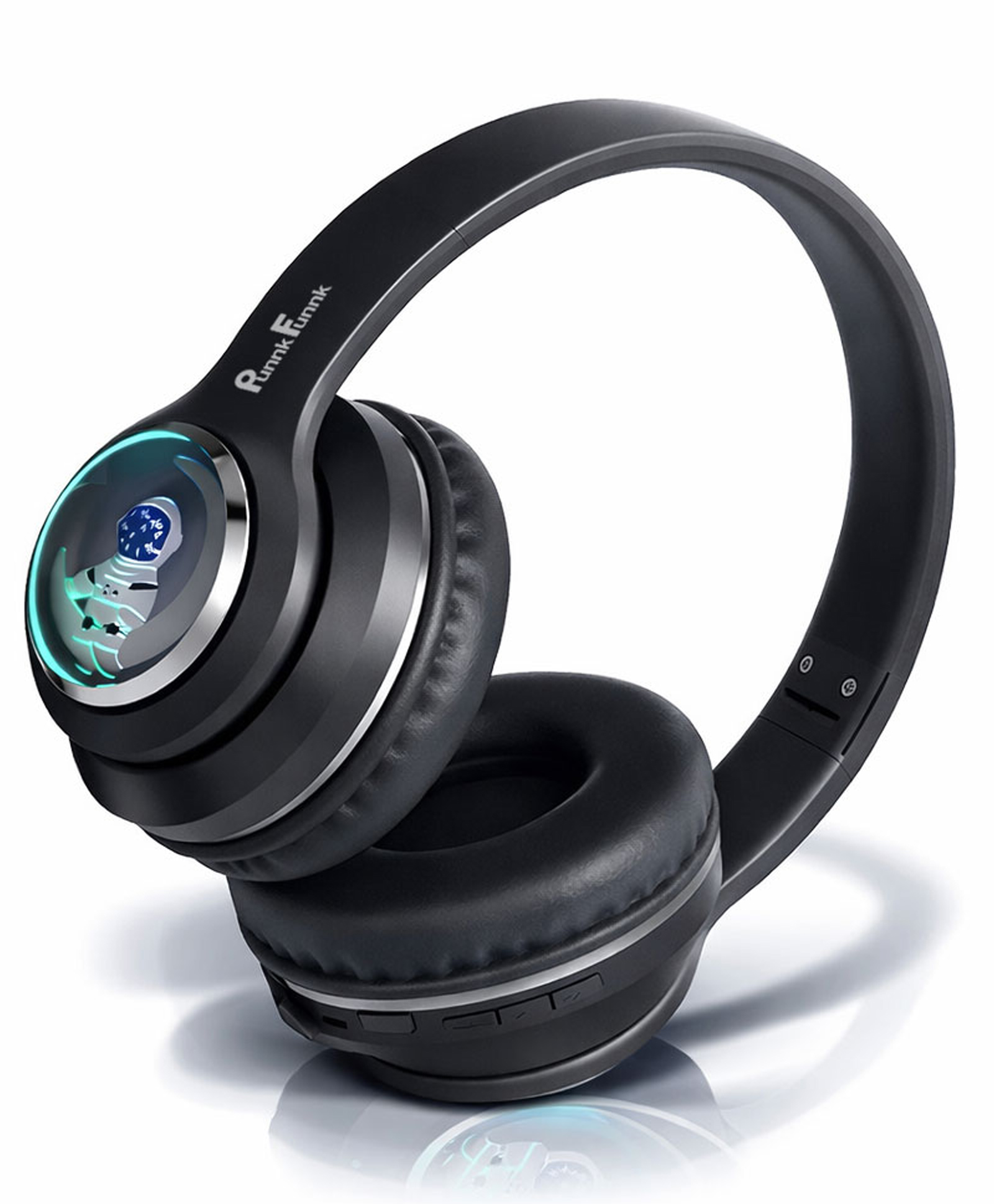 PunnkFunnk Astro Junior Wireless Bluetooth Headphones with BT 5.3, Noise Cancelling, Hi-Res Audio, 40mm Drivers, Deep Bass, Memory Foam Ear Cushions, Over-Ear Headset for Kids, Teens & Adults (Black)-image-3