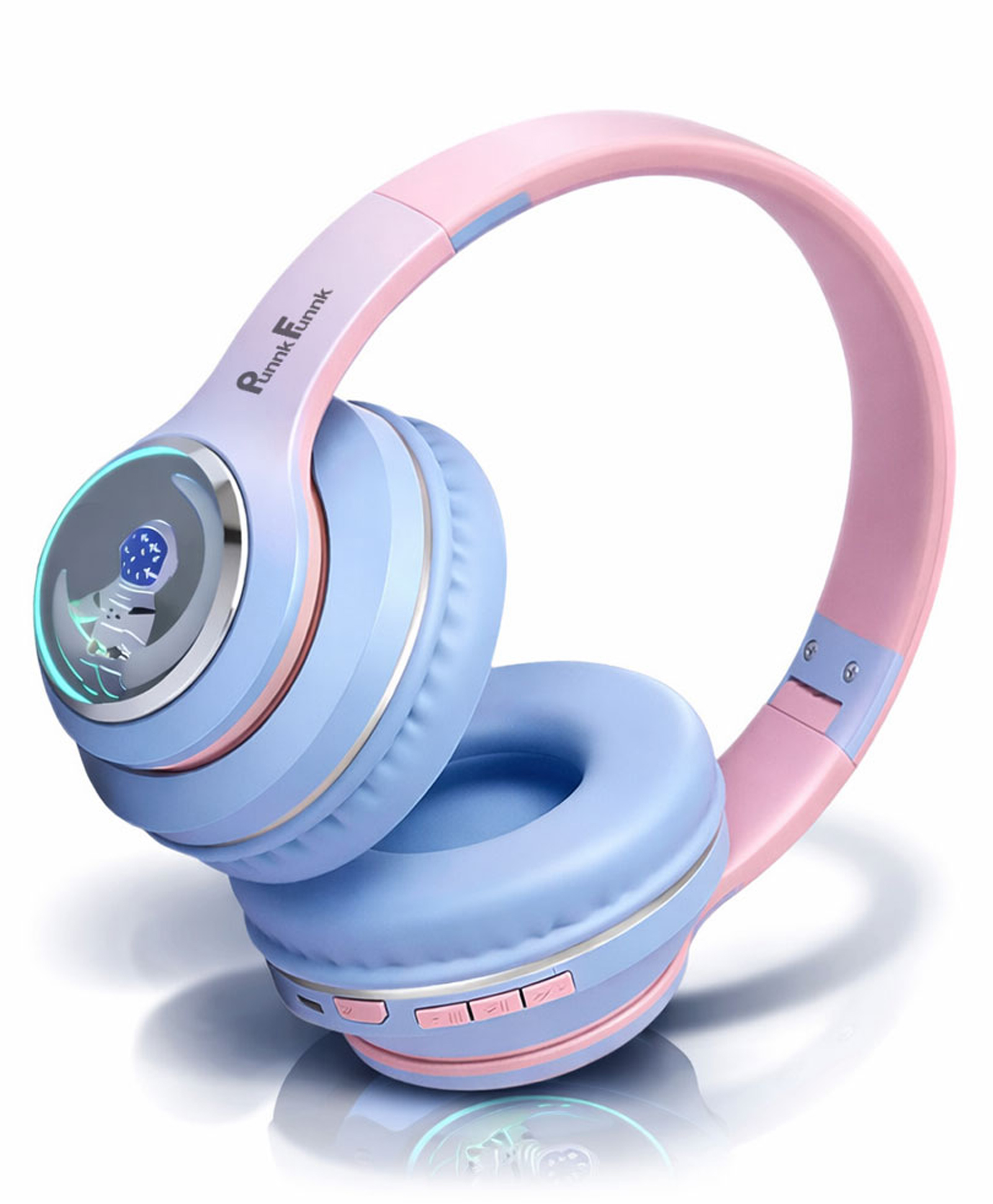 PunnkFunnk Astro Junior Wireless Bluetooth Headphones with BT 5.3, Noise Cancelling, Hi-Res Audio, 40mm Drivers, Deep Bass, Memory Foam Ear Cushions, Over-Ear Headset for Kids, Teens & Adults (Blue)-picture-23