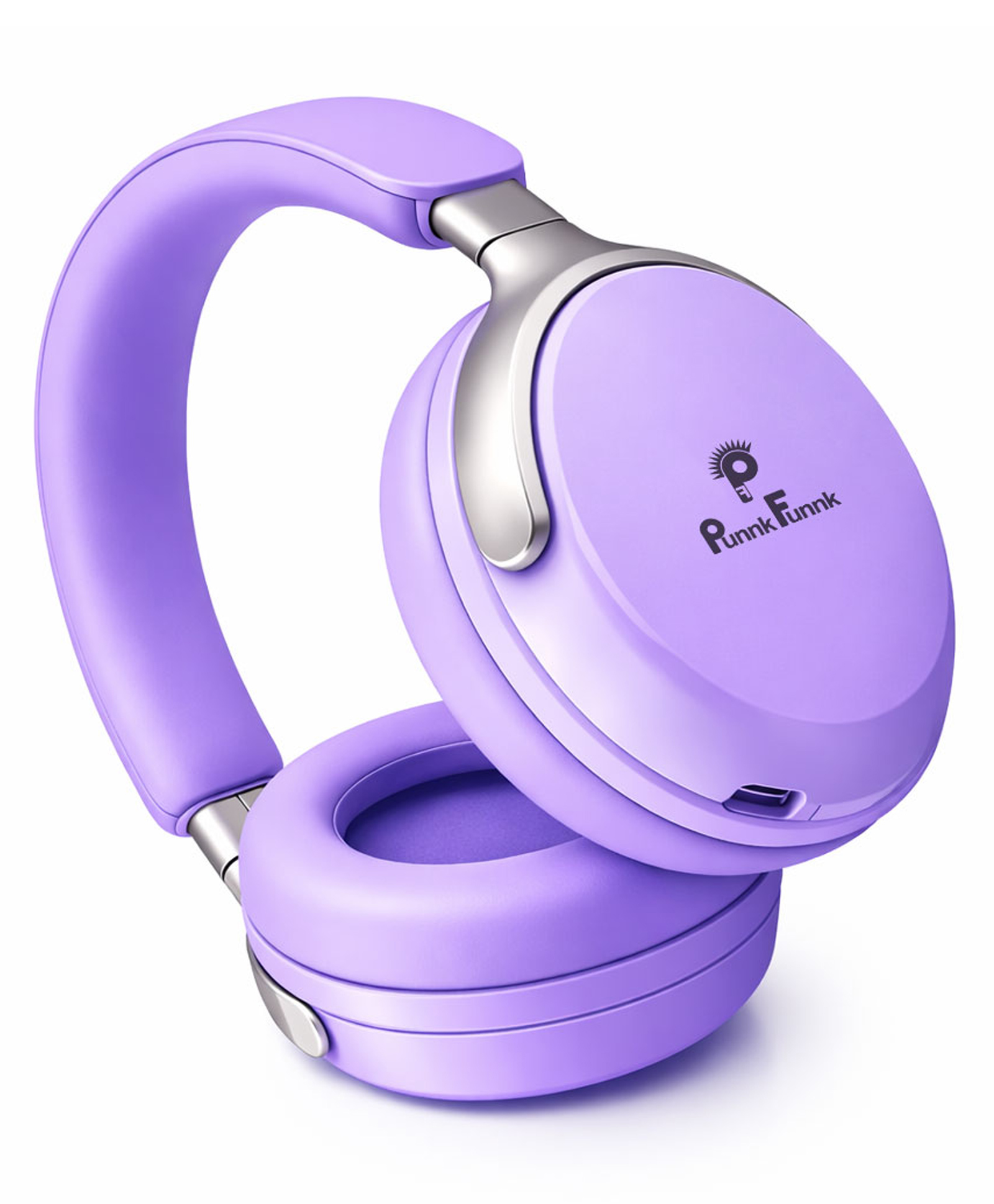 PunnkFunnk Bass Over-Ear Bluetooth Wireless Headphones with Deep Bass, 40mm Drivers, Built-in Mic, Foldable Design, Soft Cushioned Ear Cups, AUX & TF Support for Music, Gaming & Calls (Purple)-image-3