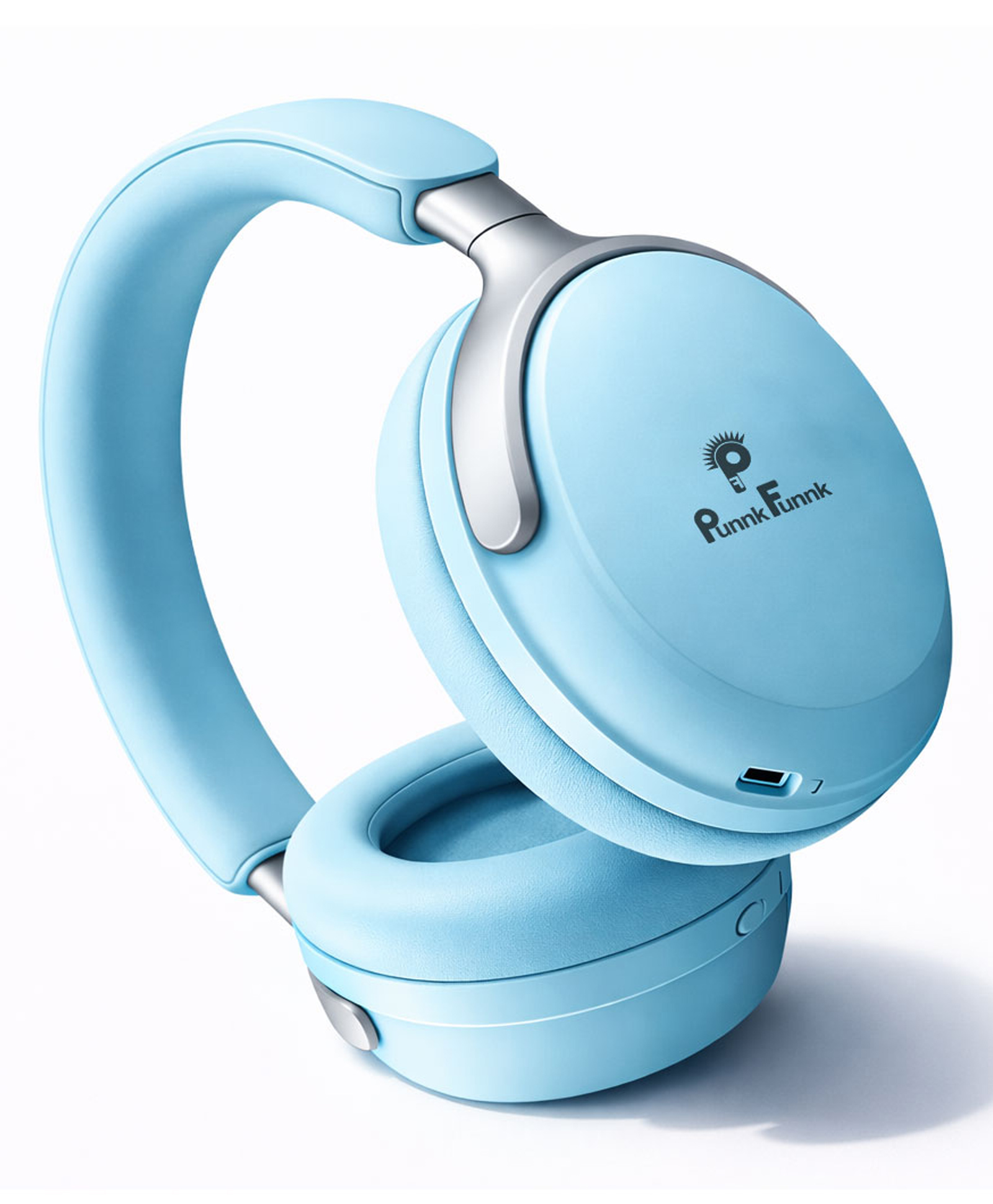PunnkFunnk Bass Over-Ear Bluetooth Wireless Headphones with Deep Bass, 40mm Drivers, Built-in Mic, Foldable Design, Soft Cushioned Ear Cups, AUX & TF Support for Music, Gaming & Calls (Blue)-image-4