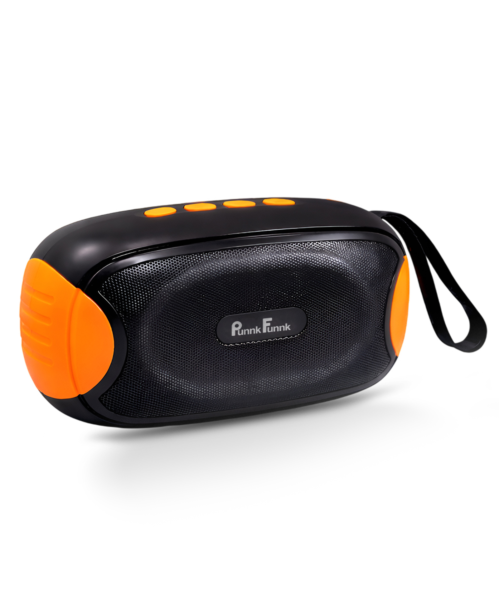 PunnkFunnk Bass One Bluetooth Speaker, Deep Bass Sound with RGB LED Lights, Rechargeable Battery Powered, Portable Wireless Party Speaker, TF Card/USB/AUX Support for Mobile Phone (Orange)-image-9