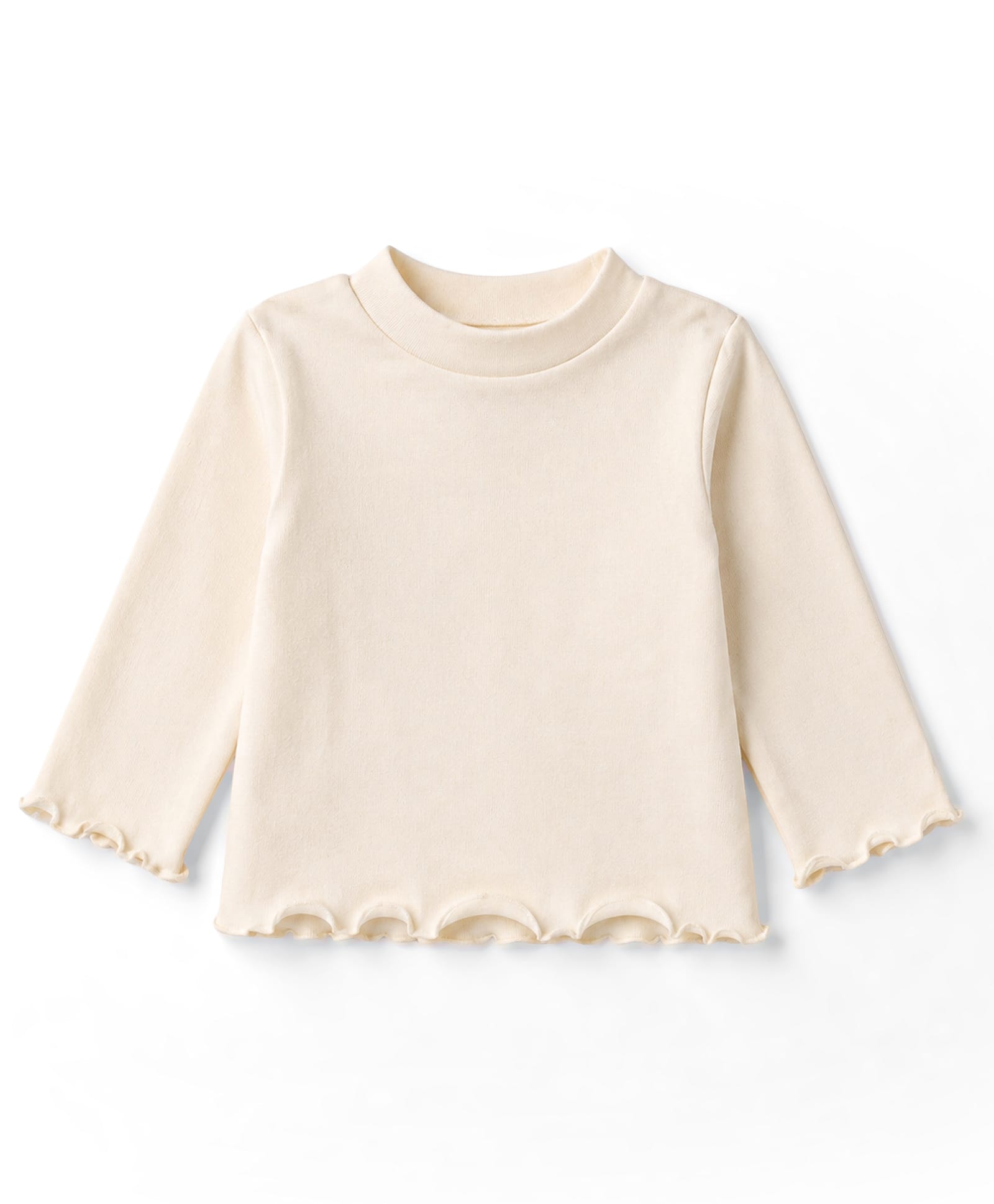 Simply Cotton Lycra Knit Full Sleeves Solid T-Shirt - Cream-image-3