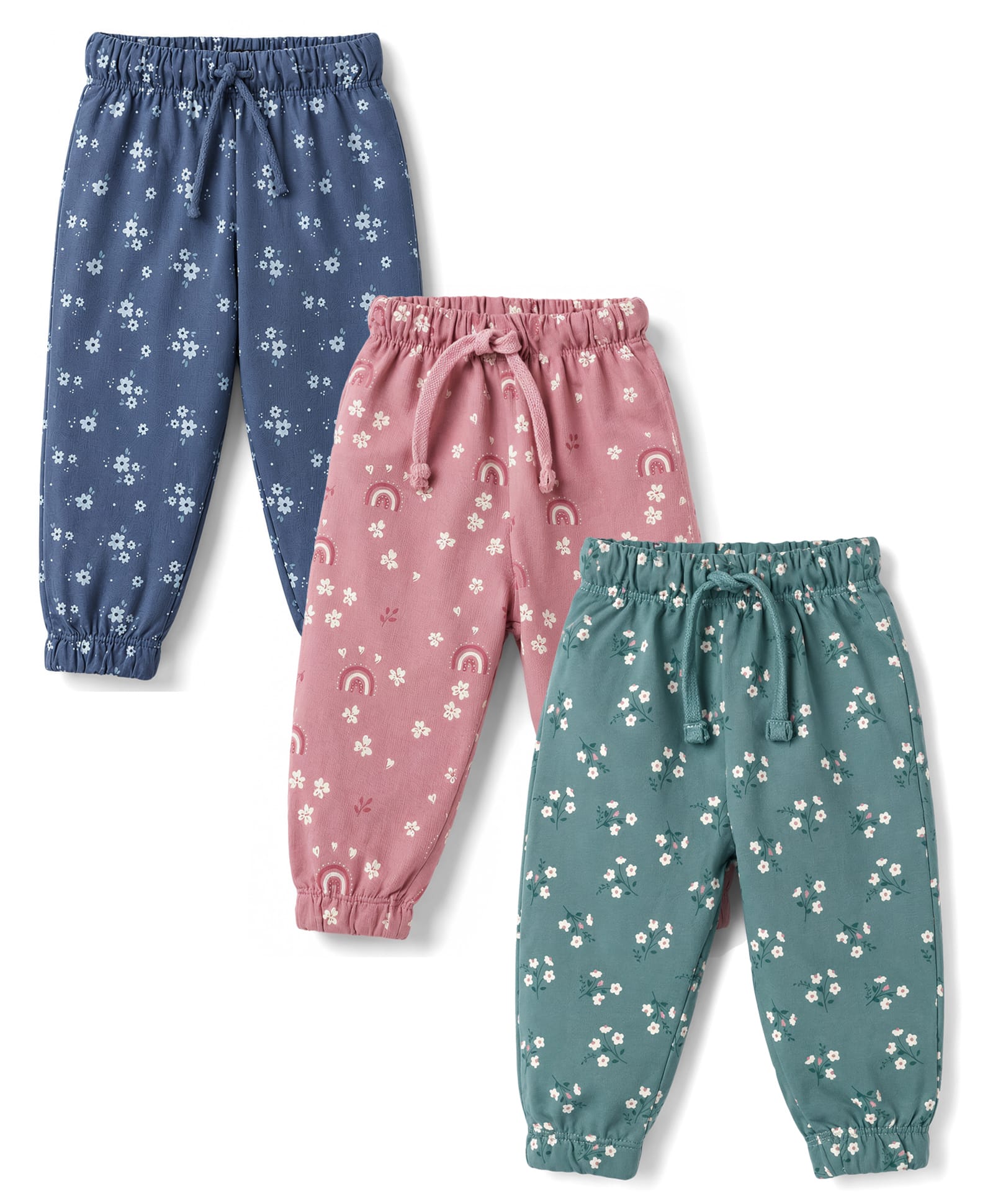 Simply Looper Knit Full Length Floral Printed Lounge Pants Pack Of 3 - Multicolor-picture-18