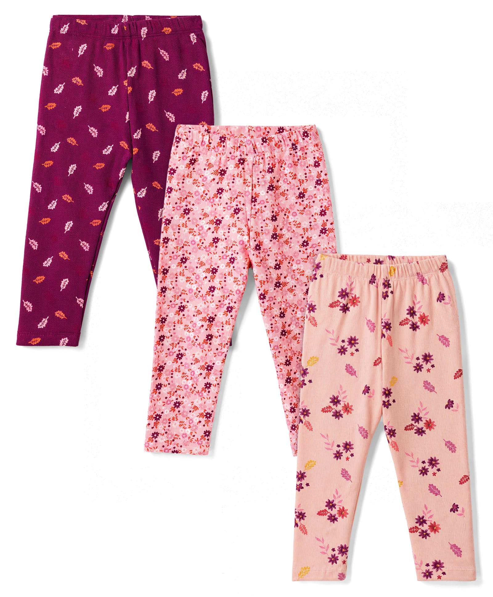 Simply Interlock Knit Full Length Floral Printed Leggings Pack Of 3 - Multicolor-picture-11