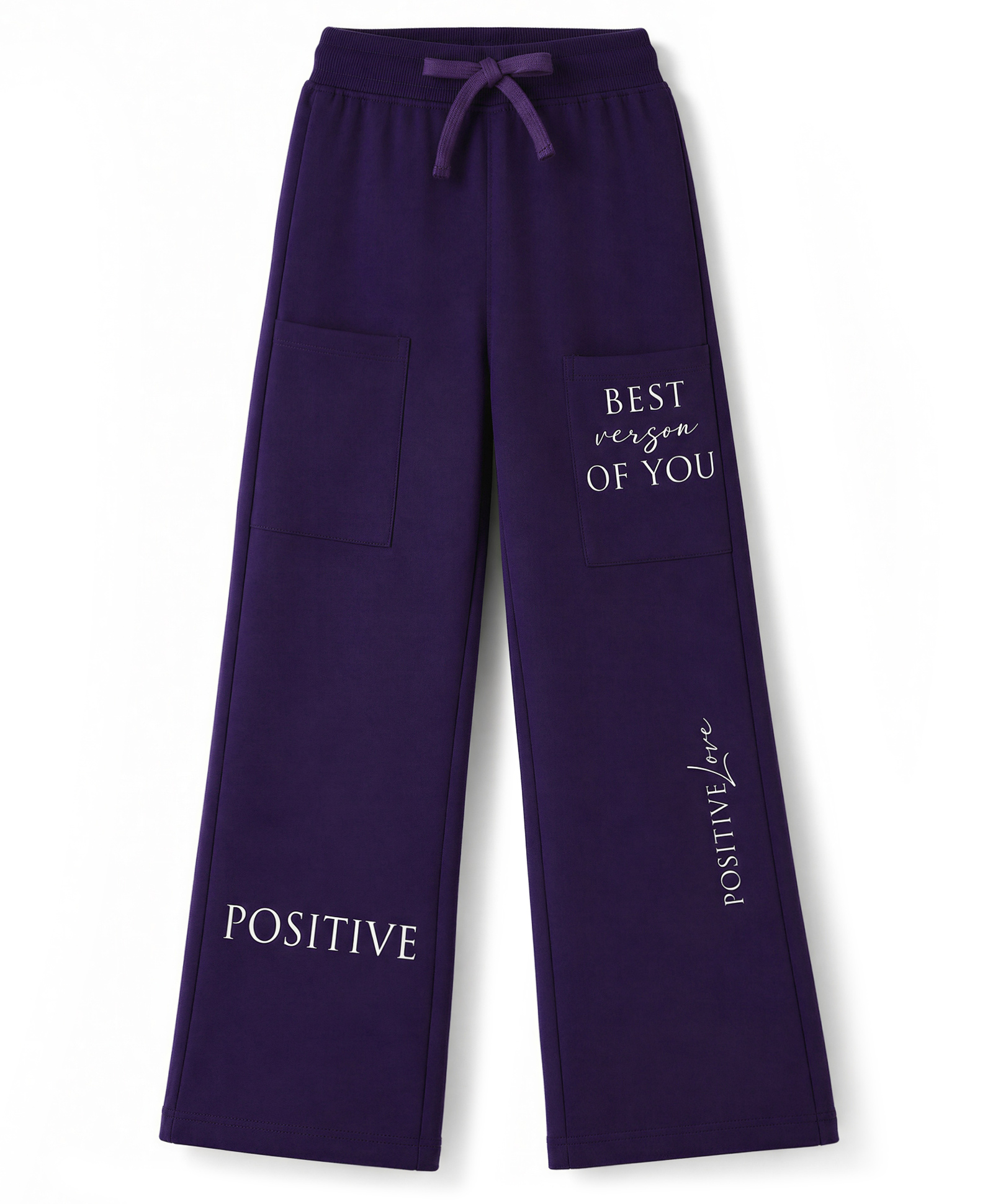 Pine Kids Cotton Knit Full Length Track Pants With Text Print - Purple-picture-18