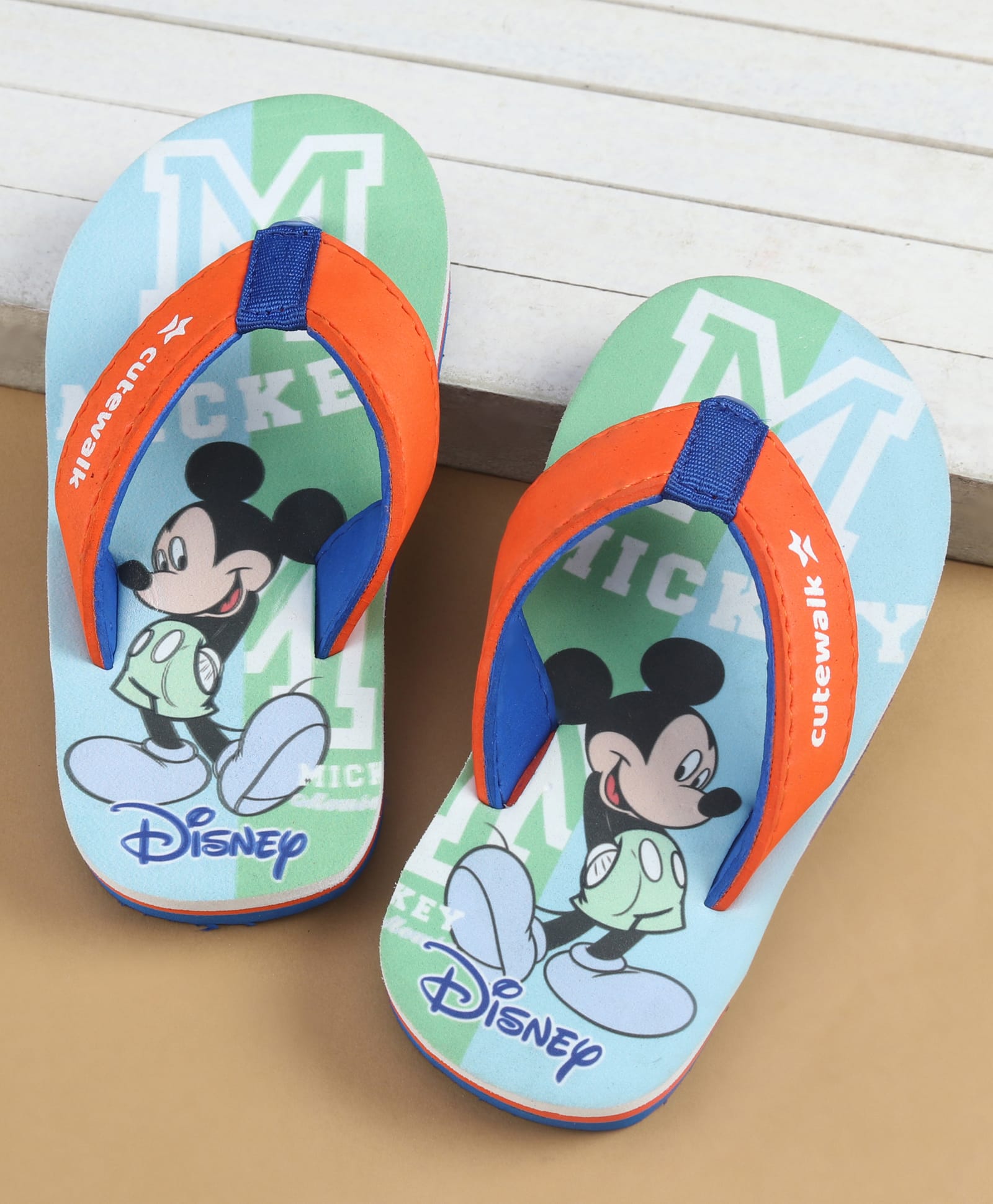 Cute Walk by Babyhug Disney Slip On Flip Flops with Mickey Mouse Print - Blue-image-38