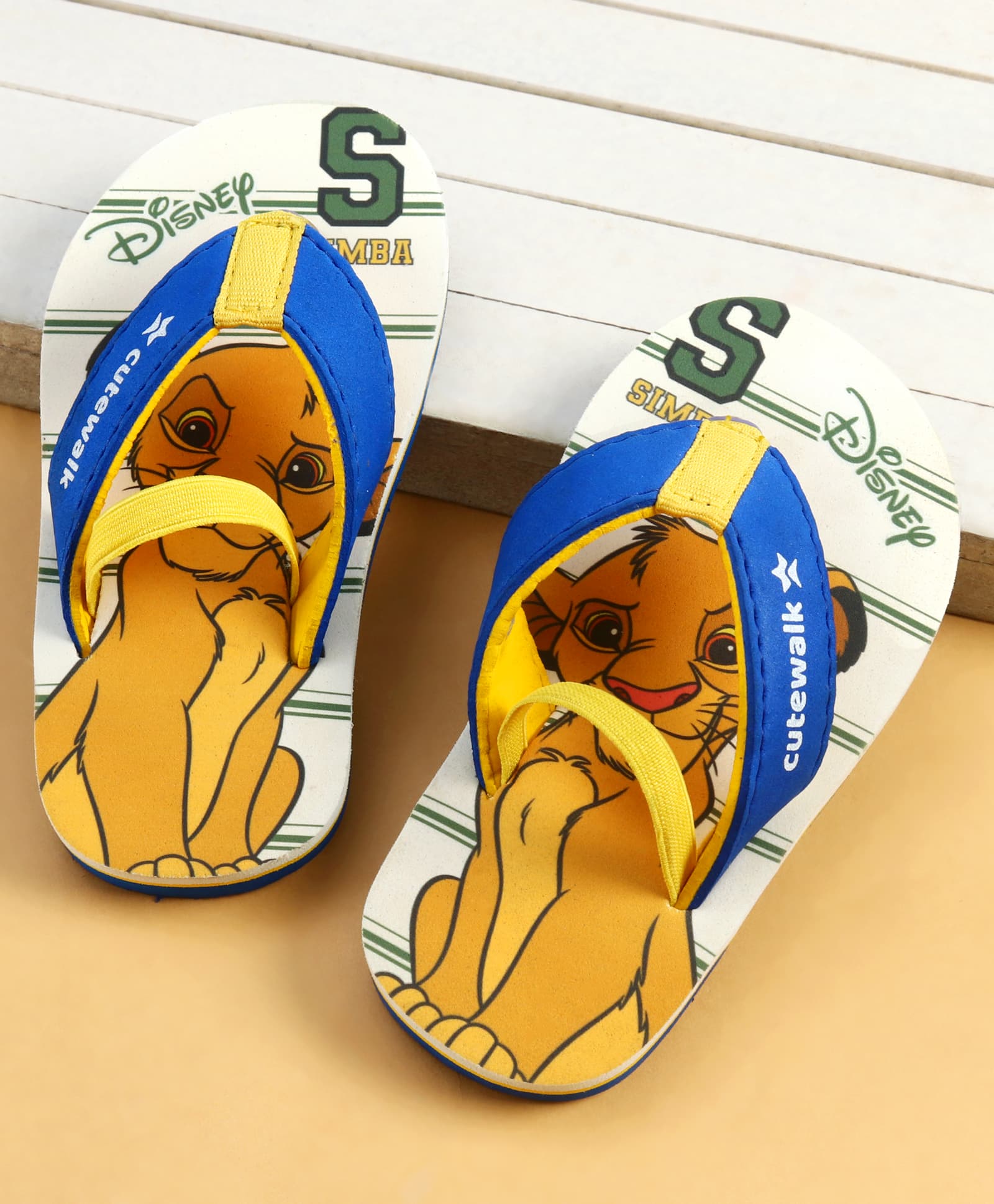 Cute Walk by Babyhug Disney Back Strap Closure Flip Flops With Lion King Print - White & Blue-picture-15