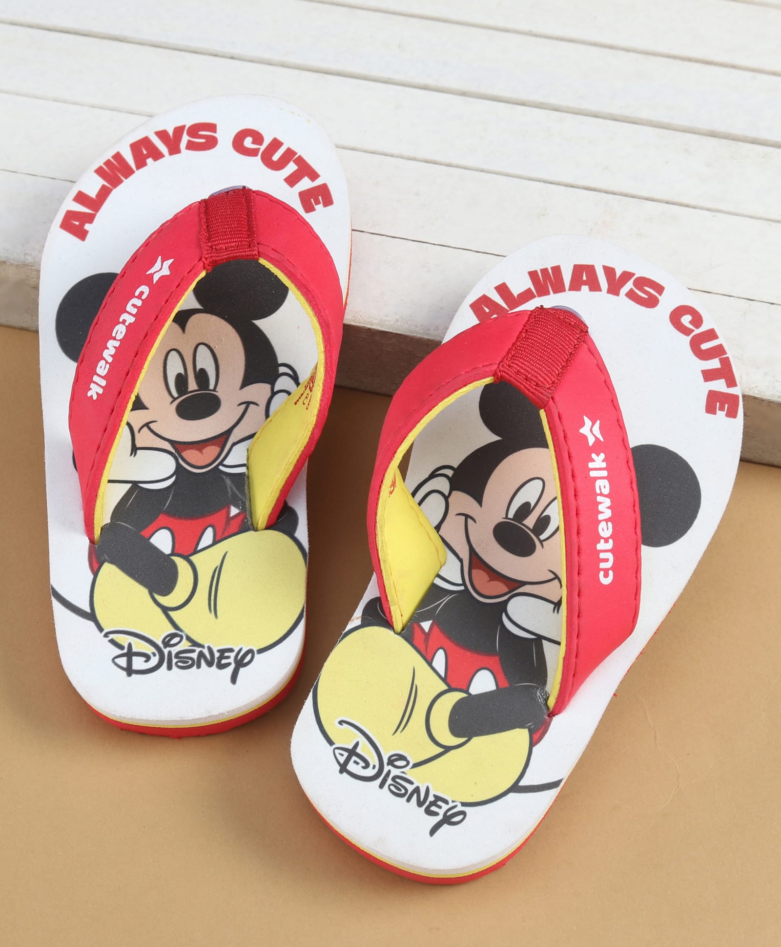 Cute Walk by Babyhug Disney Slip On Flip Flops with Mickey Mouse Print - Red-picture-21