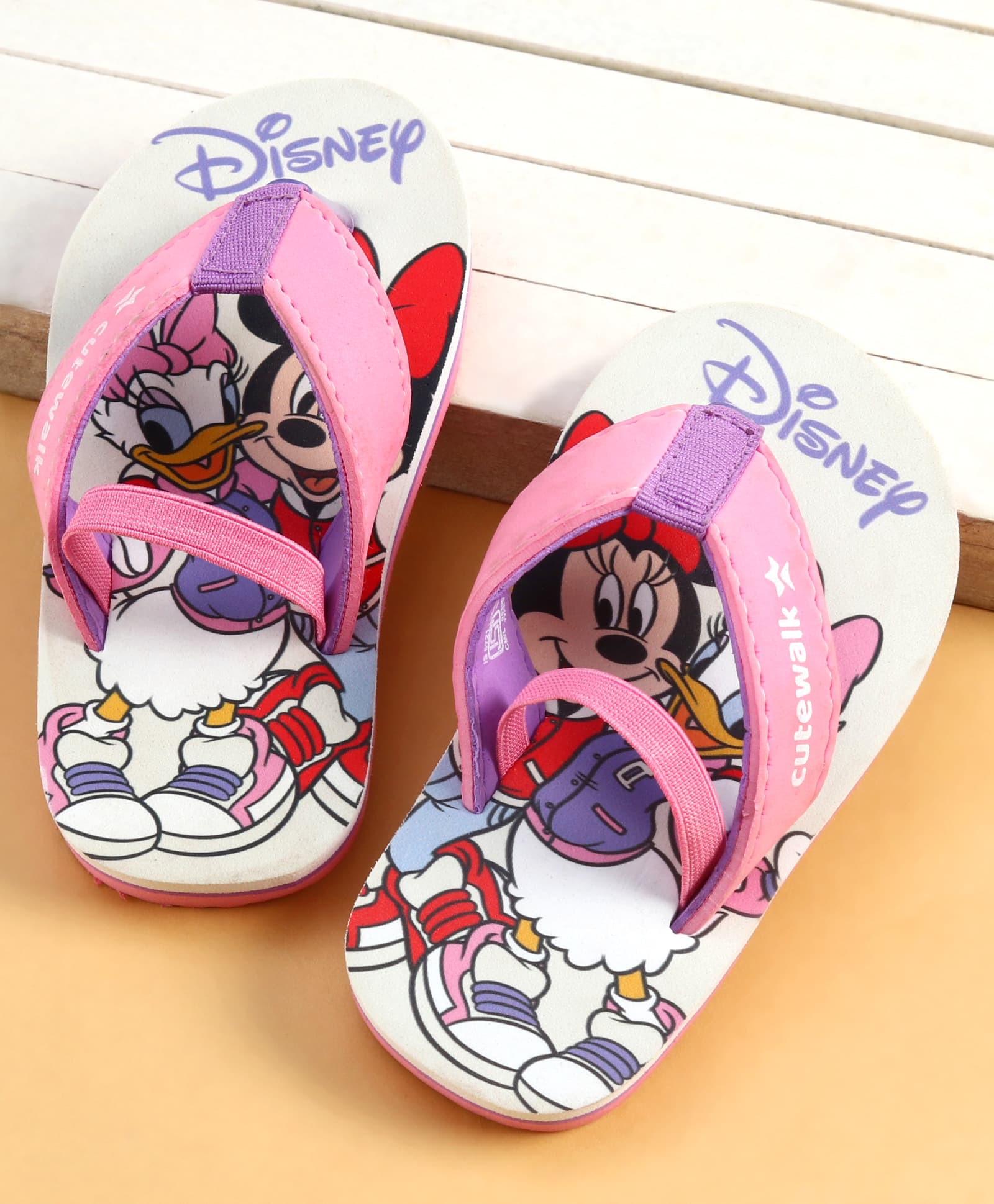 Cute Walk by Babyhug Disney Back Strap Closure Flip Flops With Minnie Mouse Print - Purple & White