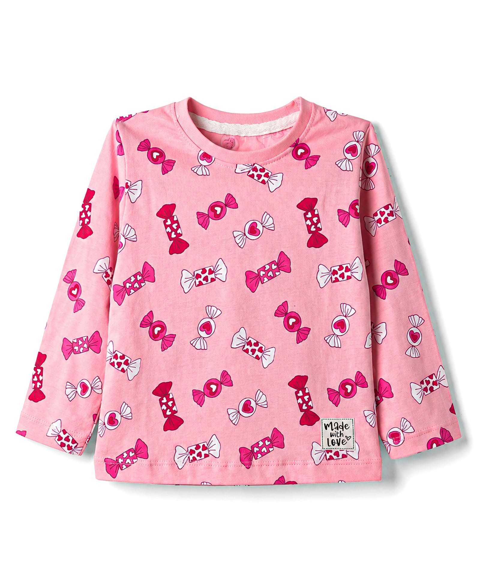 CUCUMBER Sinker Knit Full Sleeves T-Shirt with Candy Print - Pink-image-49
