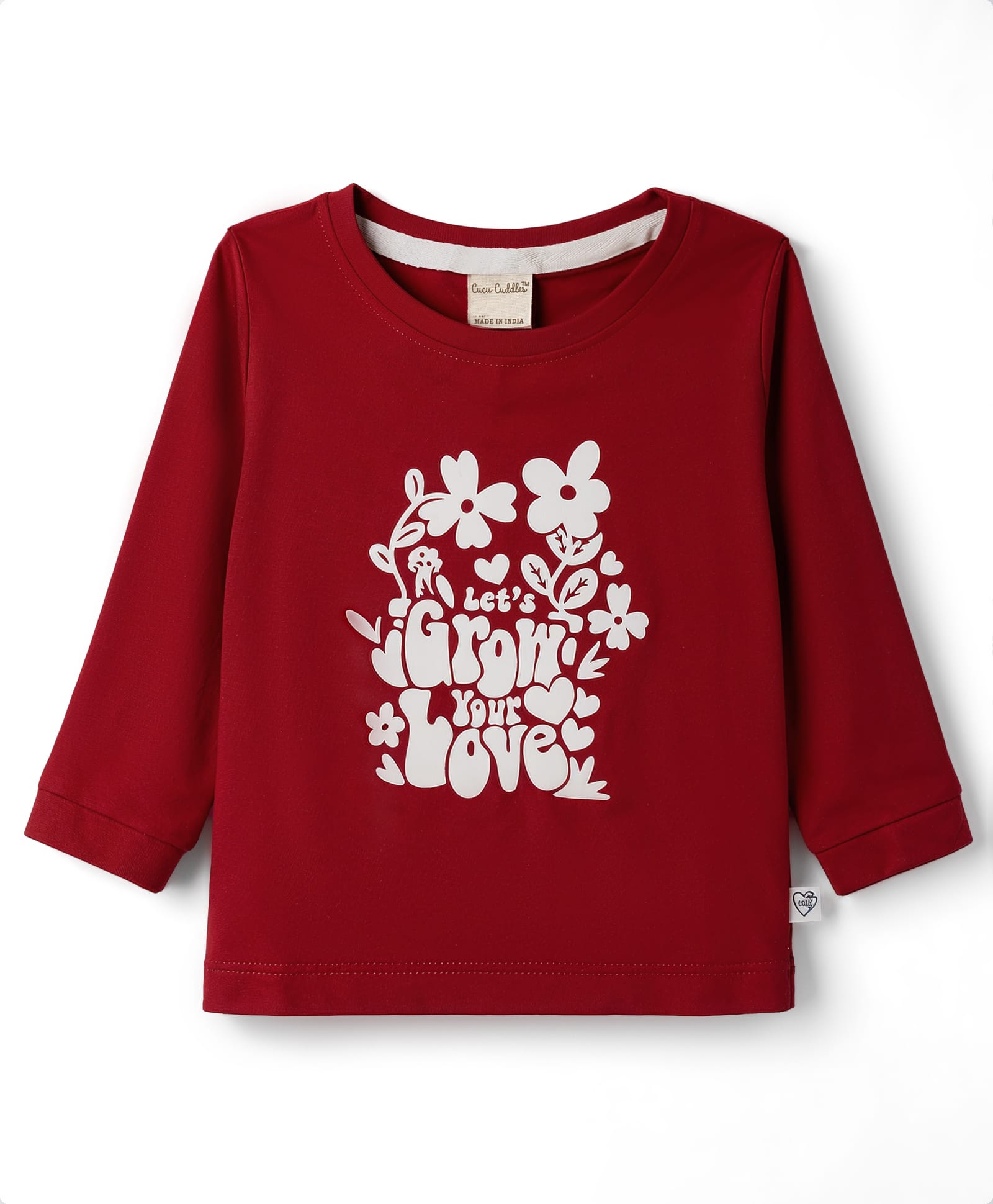 CUCUMBER Sinker Knit Full Sleeves Floral & Text Printed T-Shirt - Dark Red-image-20