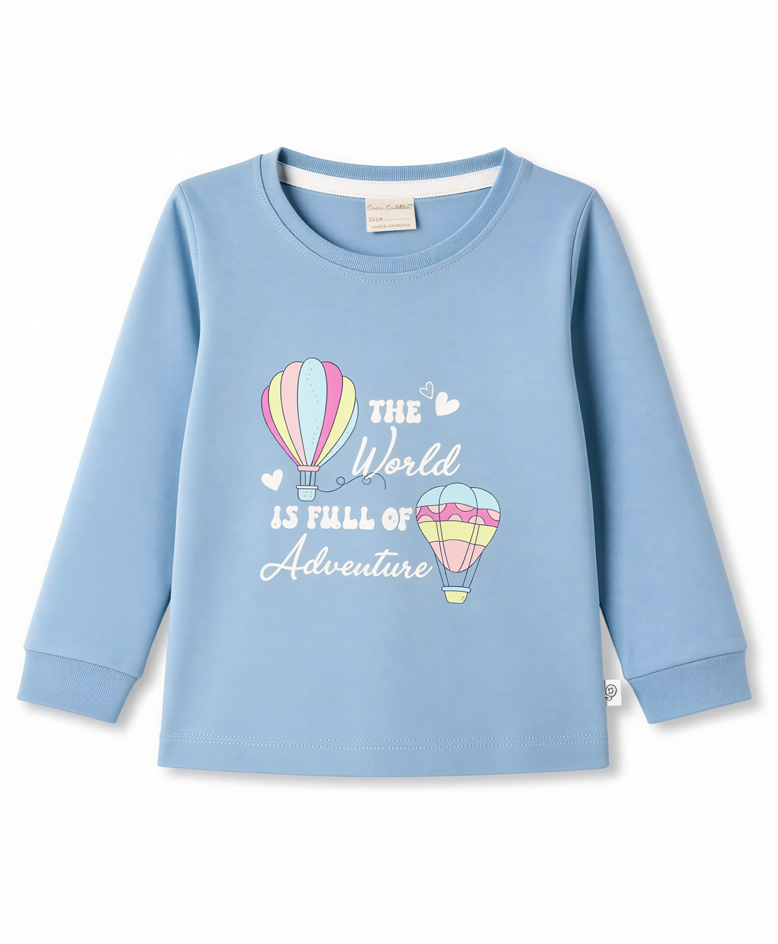 CUCUMBER Sinker Knit Full Sleeves Air Balloon Printed T-Shirt - Light Blue-image-46