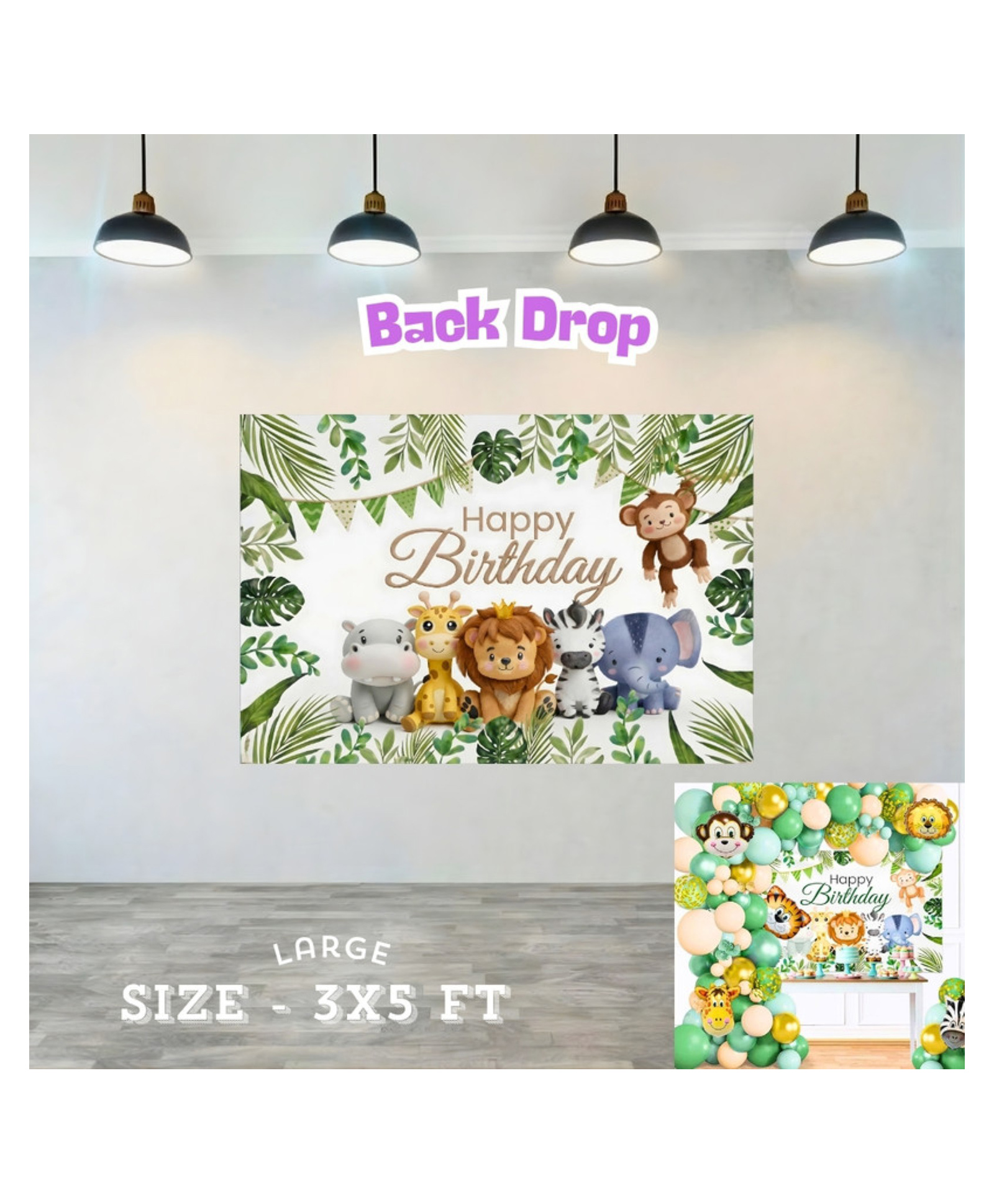 Puchku Jungle Theme Birthday Party Backdrop - 3x5 ft-picture-13