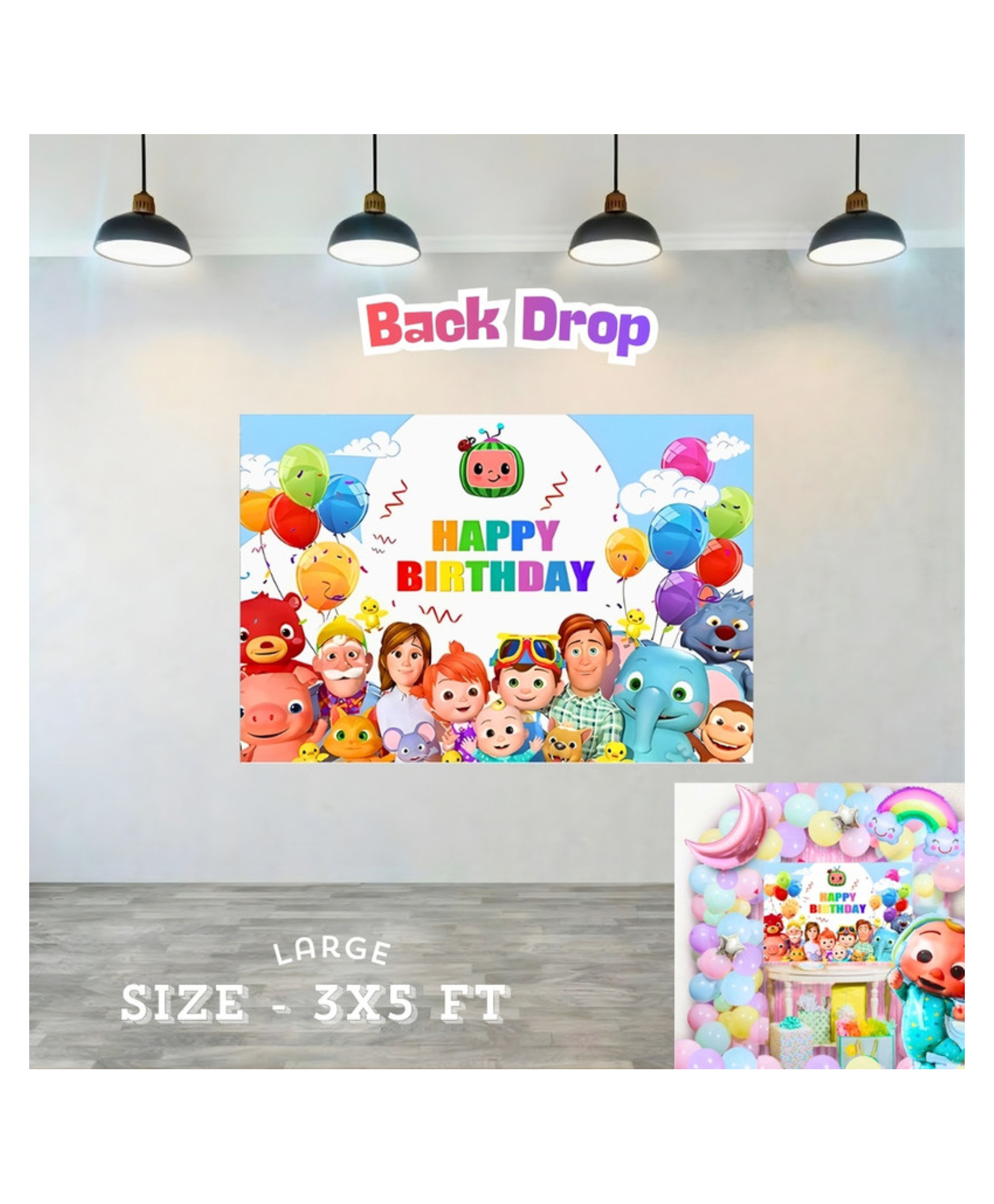 Puchku Cocomelon Theme Birthday Party Backdrop - 3x5 ft-image-10