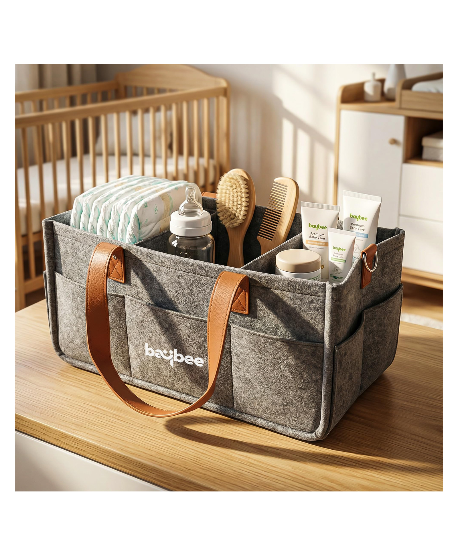 BAYBEE Stylish & Modern Diaper Bag for Mothers for Travel | Large Capacity Storage Diaper Bag | Strong & Sturdy Baby Organizer Storage | Portable & Travel Friendly Diapers Caddy Organizer (Dark Grey)-image-32