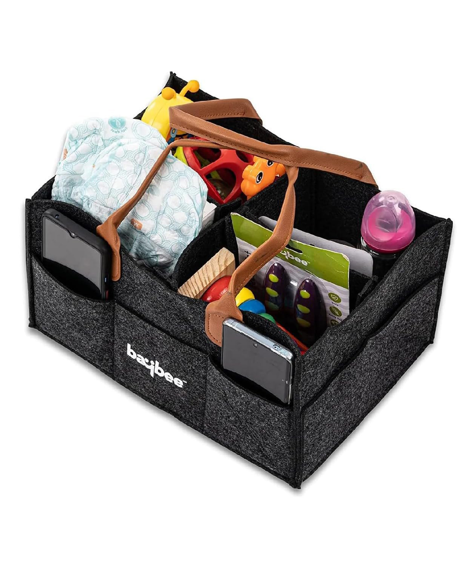 BAYBEE Stylish & Modern Diaper Bag for Mothers for Travel | Large Capacity Storage Diaper Bag | Strong & Sturdy Baby Organizer Storage | Portable & Travel Friendly Diapers Caddy Organizer (Black)-picture-24