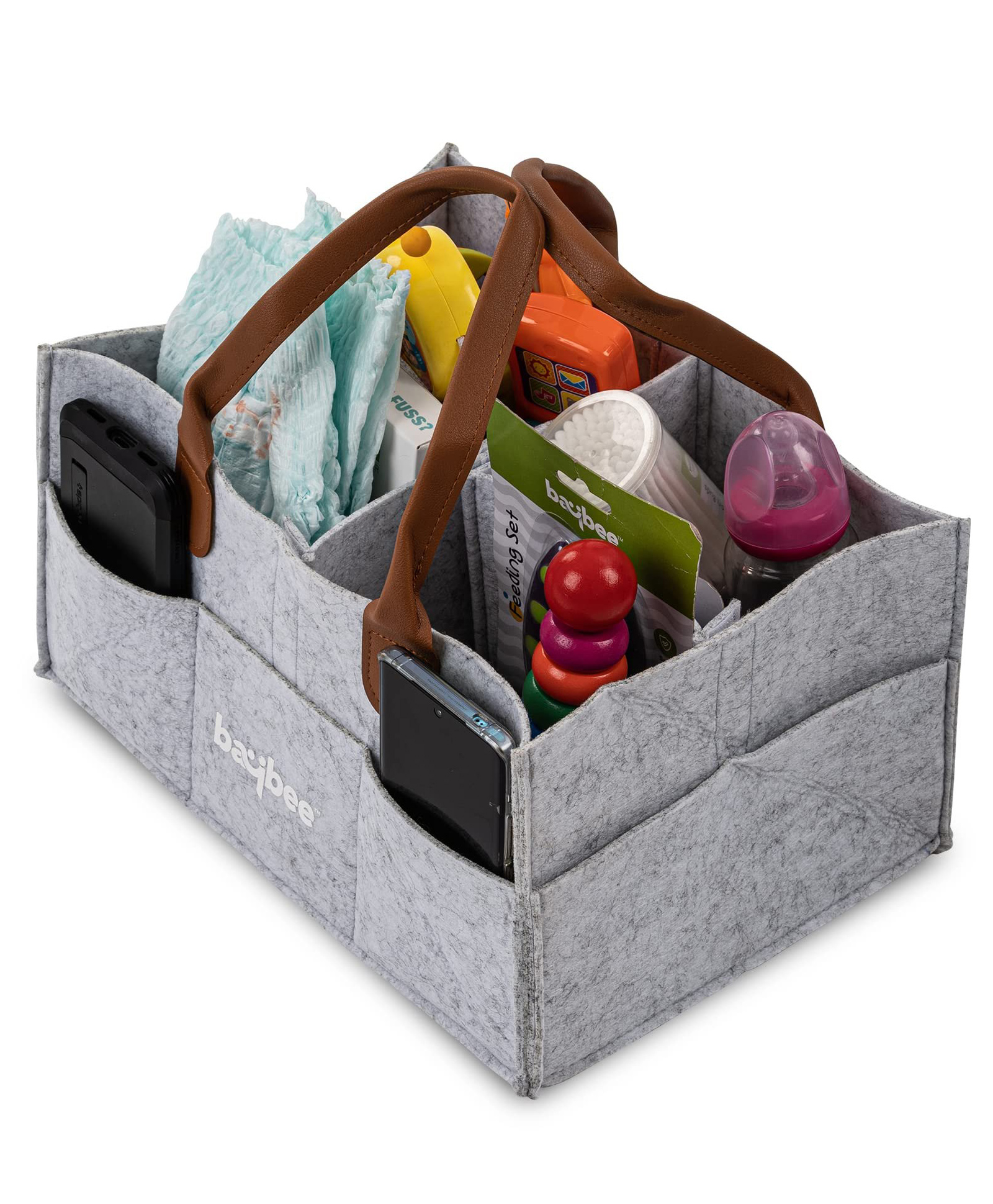 BAYBEE Stylish & Modern Diaper Bag for Mothers for Travel | Large Capacity Storage Diaper Bag | Strong & Sturdy Baby Organizer Storage | Portable & Travel Friendly Diapers Caddy Organizer (Grey)-image-31