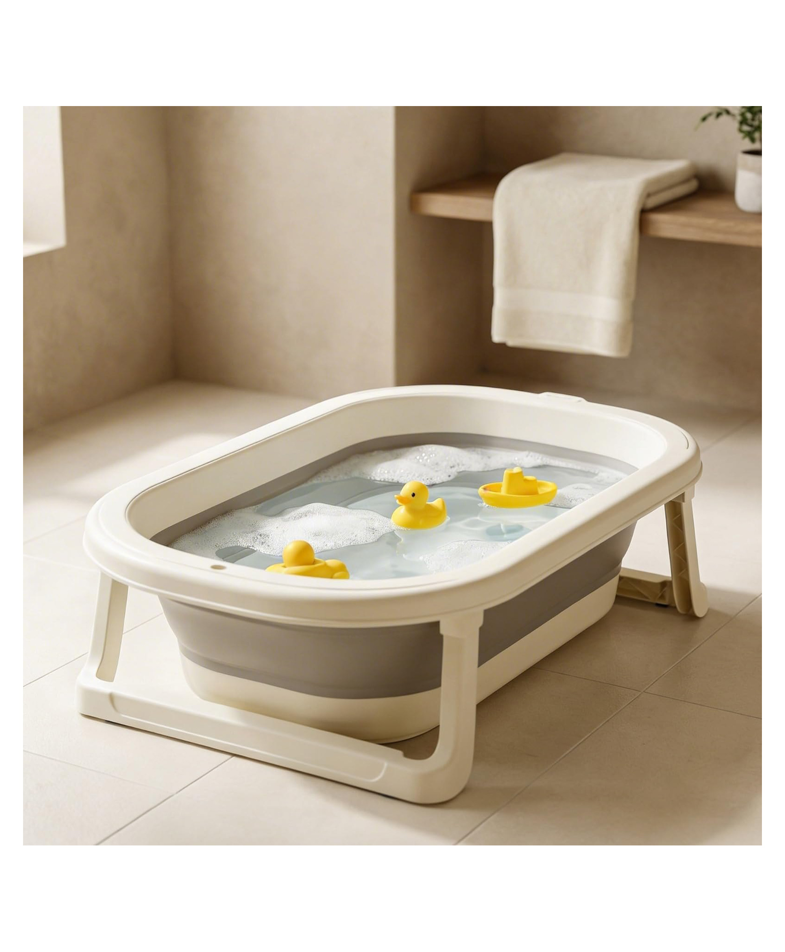 BAYBEE Baby Bath Tub for 0 to 5 Years | Bath Tub for Kids with Anti-Slip Base & Quick Drain | Baby Bathtub for Kids with Heat Retention Design & Effortless | Foldable Bather for Newborn Babies (Grey)-picture-26