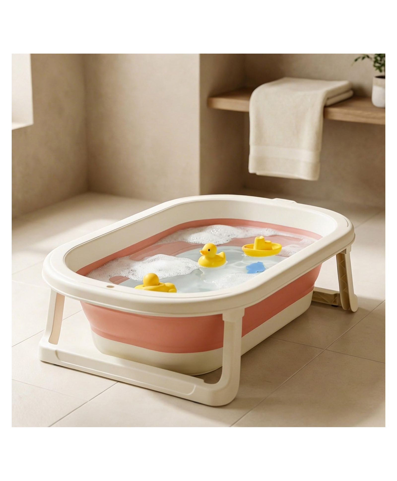 BAYBEE Baby Bath Tub for 0 to 5 Years | Bath Tub for Kids with Anti-Slip Base & Quick Drain | Baby Bathtub for Kids with Heat Retention Design & Effortless | Foldable Bather for Newborn Babies (Pink)-picture-18