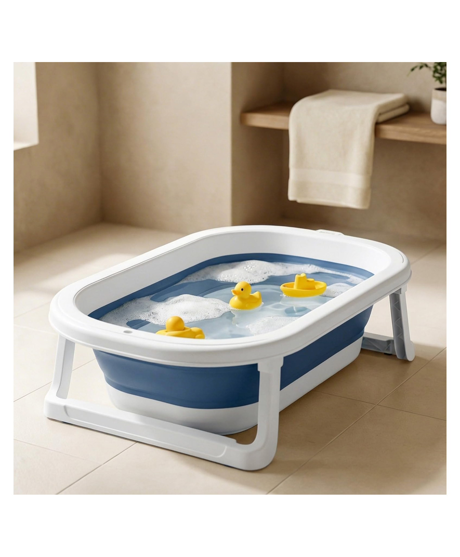 BAYBEE Baby Bath Tub for 0 to 5 Years | Bath Tub for Kids with Anti-Slip Base & Quick Drain | Baby Bathtub for Kids with Heat Retention Design & Effortless | Foldable Bather for Newborn Babies (Blue)-picture-18