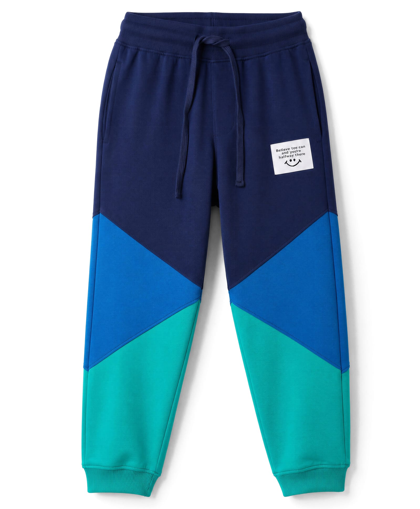 Pine Kids Cotton Knit Full Length Lounge & Track Pants With Color Block - Navy Blue-image-40