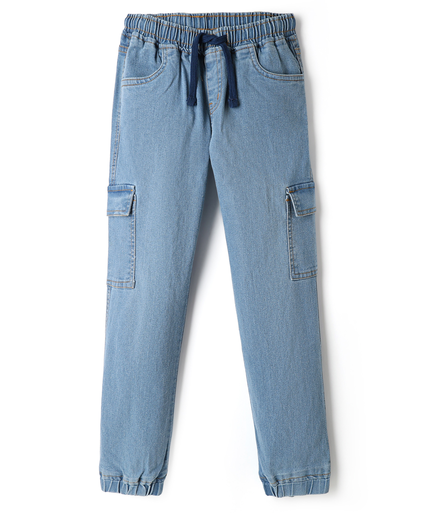 Pine Kids Denim Woven Full Length Jeans with Cargo Pockets - Blue-picture-19