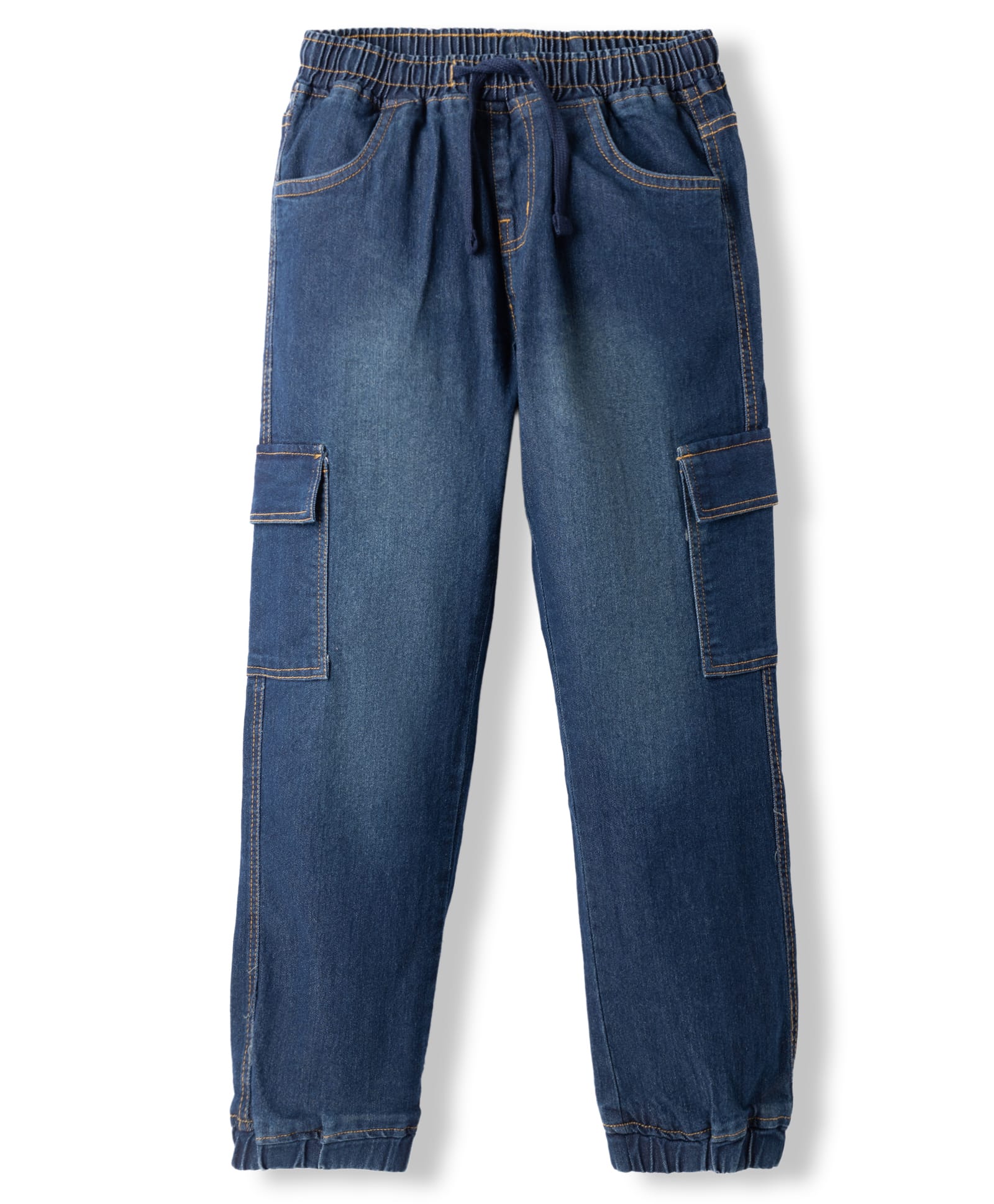 Pine Kids Denim Woven Full Length Jeans with Cargo Pockets - Blue-picture-10