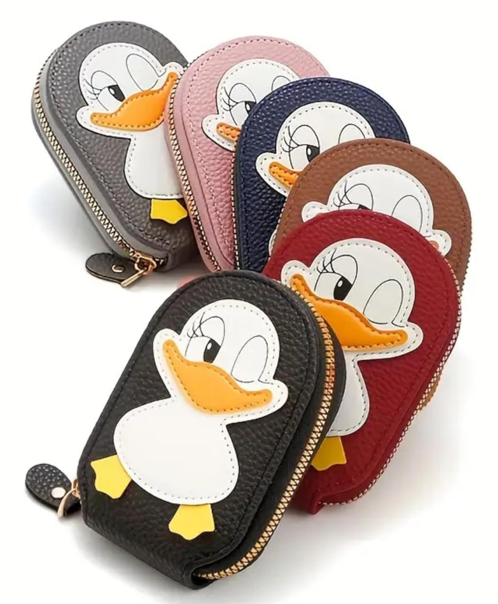 YAMAMA Cute Duck Shape Vegan Leather Card Holder Wallet for Girls & Women | 9 Card Slots and 2 Cash Slots | Small Stylish Mini Wallet with Zipper for Travel and Gifting - Color May Vary-image-20