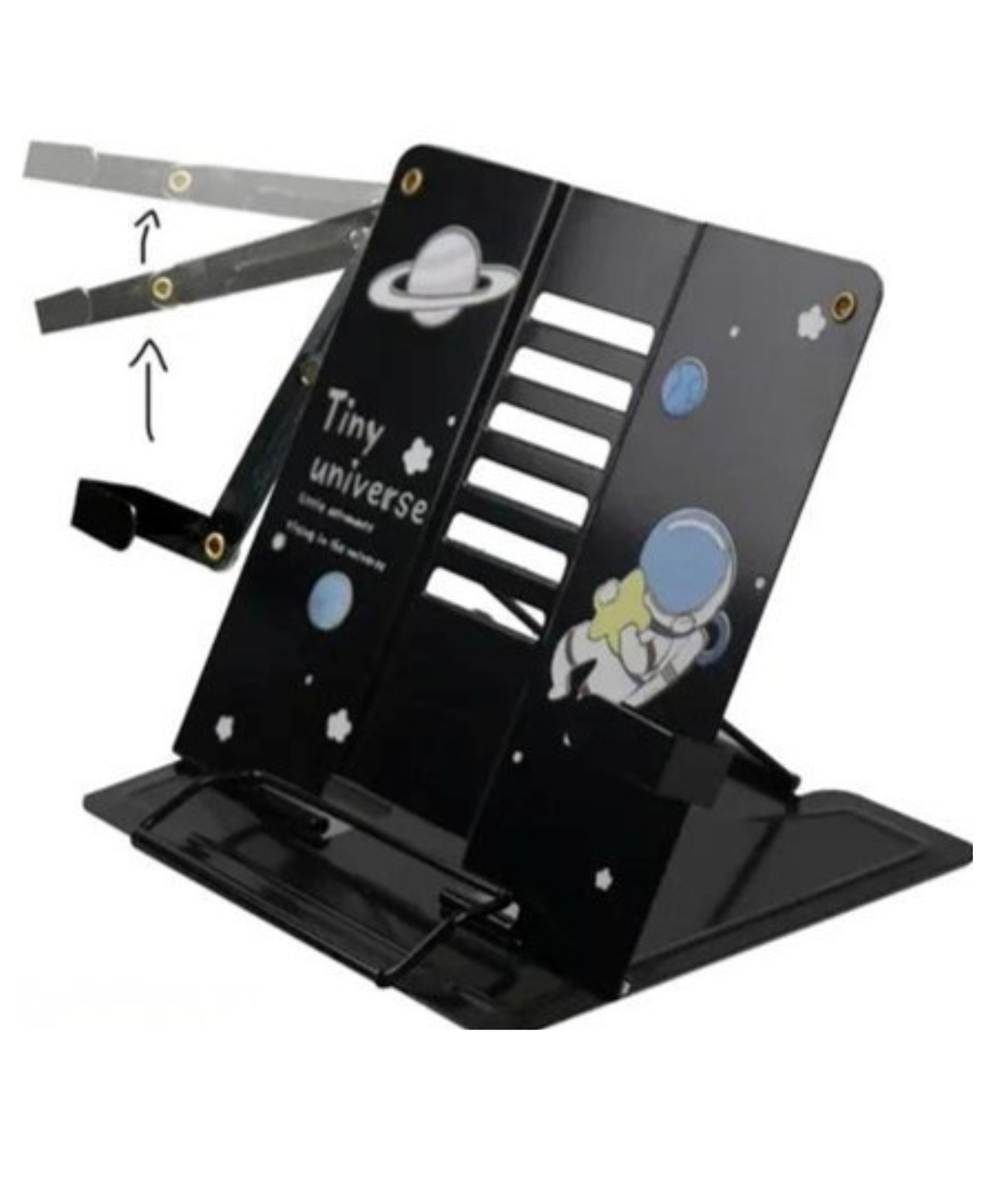YAMAMA Astronaut Theme Book Stand For Kids, Adjustable Metal Book Stand for Reading, Foldable Cookbook Holder & Tablet With Multi-Angle Support, Non-Slip Base, Design for Students - Multicolor-image-3