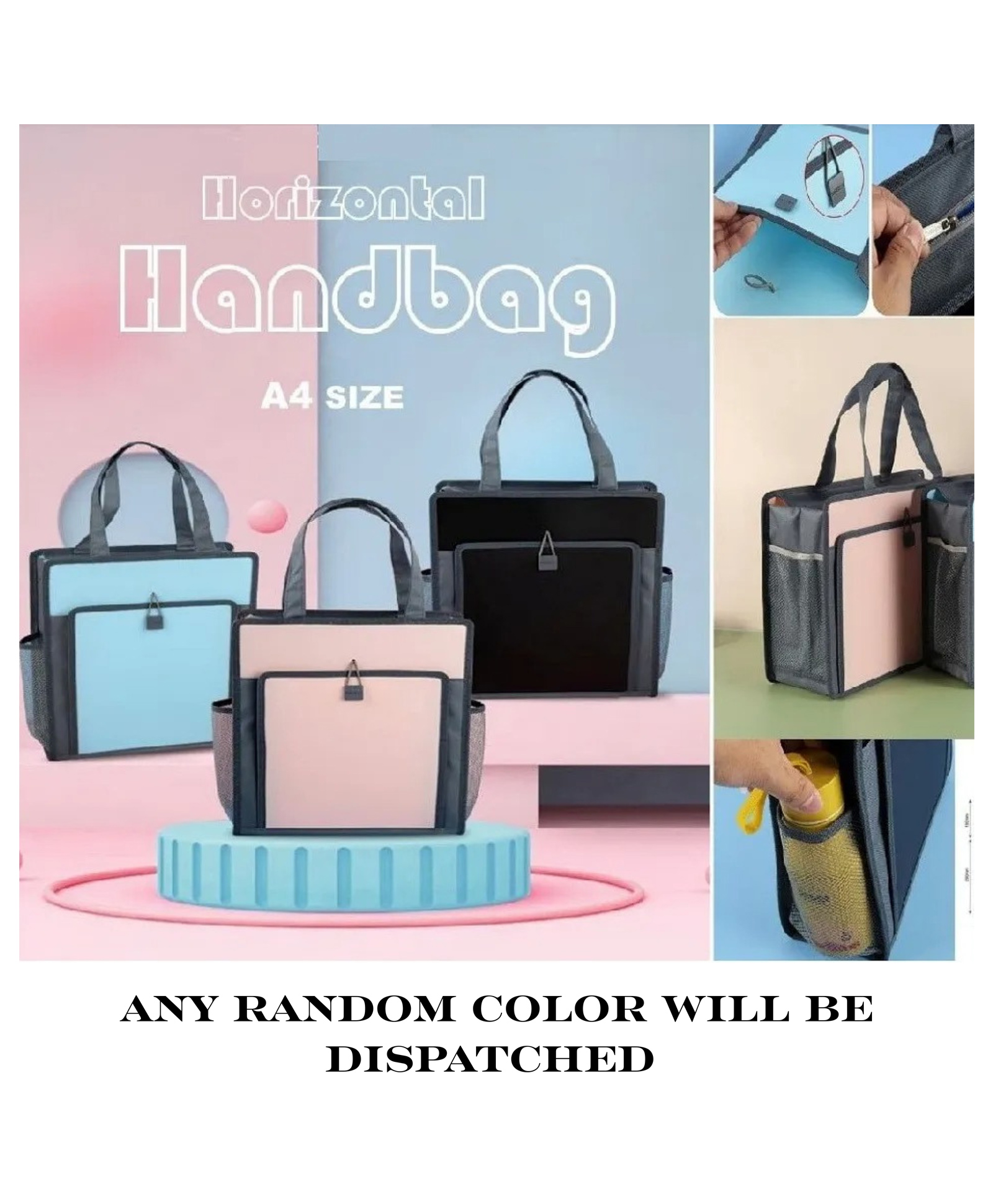 YAMAMA Hand Bag for Men, Women and Children, Multi-Purpose Waterproof Portable Carrying Bag, Tote Bag, File Bag, Double Layer Zipper Bags - Color May Vary-image-27