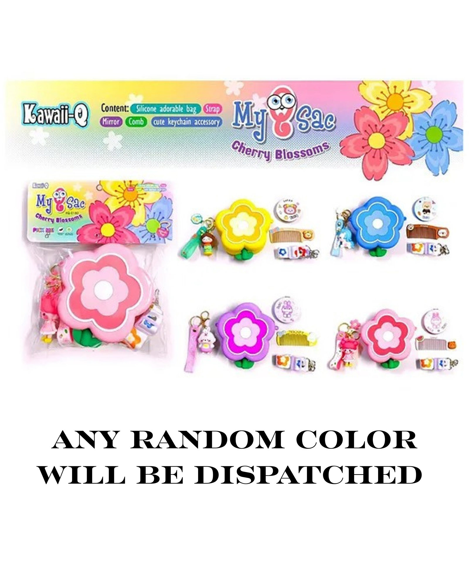 YAMAMA Silicone Flower Sling Mini Bag For Kids,Women with Key Ring, Comb and Mirror | Stylish and Functional Accessory for Girls | 3+ Years Amazing Cute Carry Bag - Color May Vary-image-49