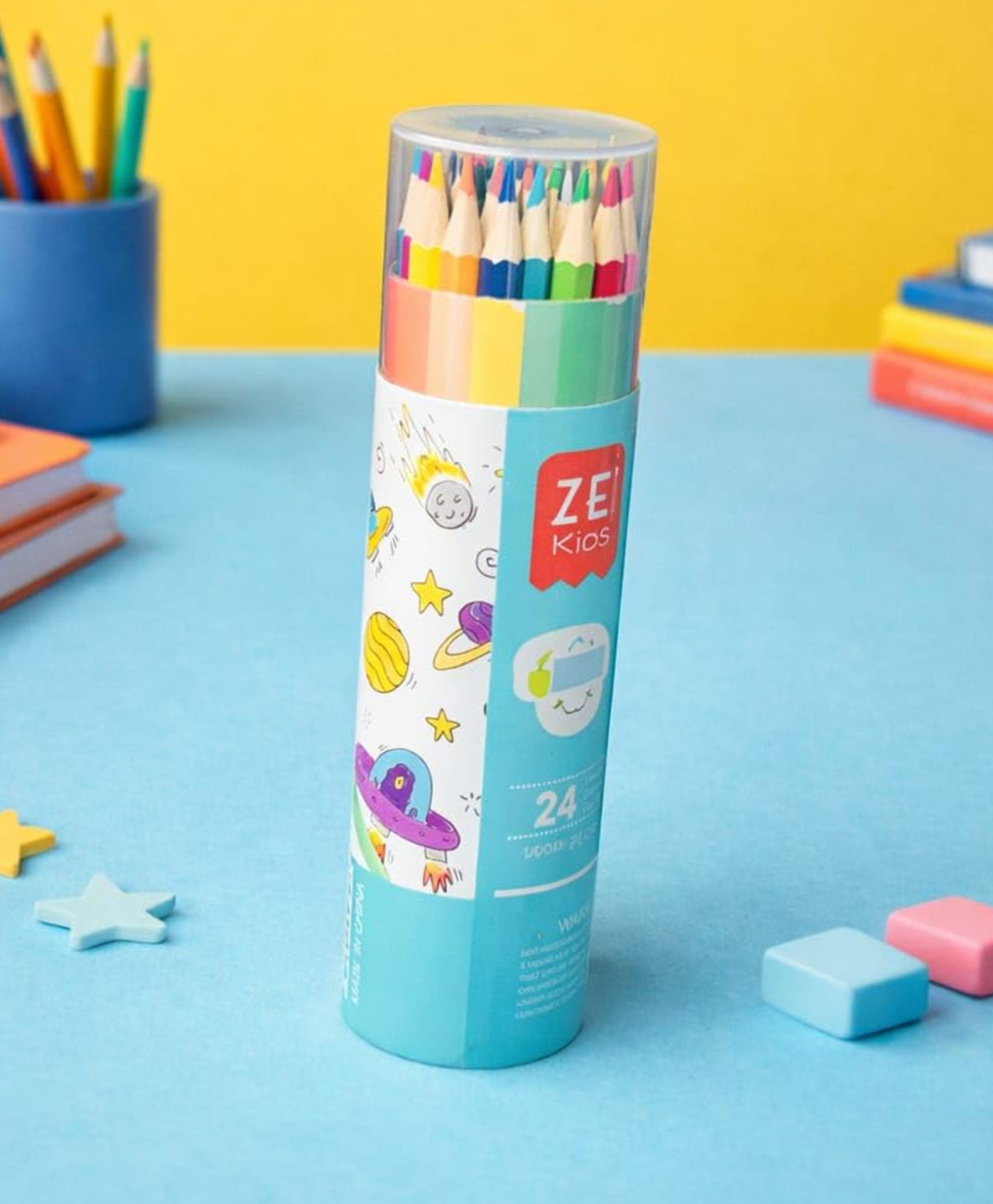 YAMAMA 24 pcs Kids Colored Pencils Set, Space Theme Cylindrical Tube Packaging, Vibrant Color Pre-sharpened Soft Core Drawing Pencils for Coloring Sketching Painting Art Supplies for Beginner & Adult-picture-15