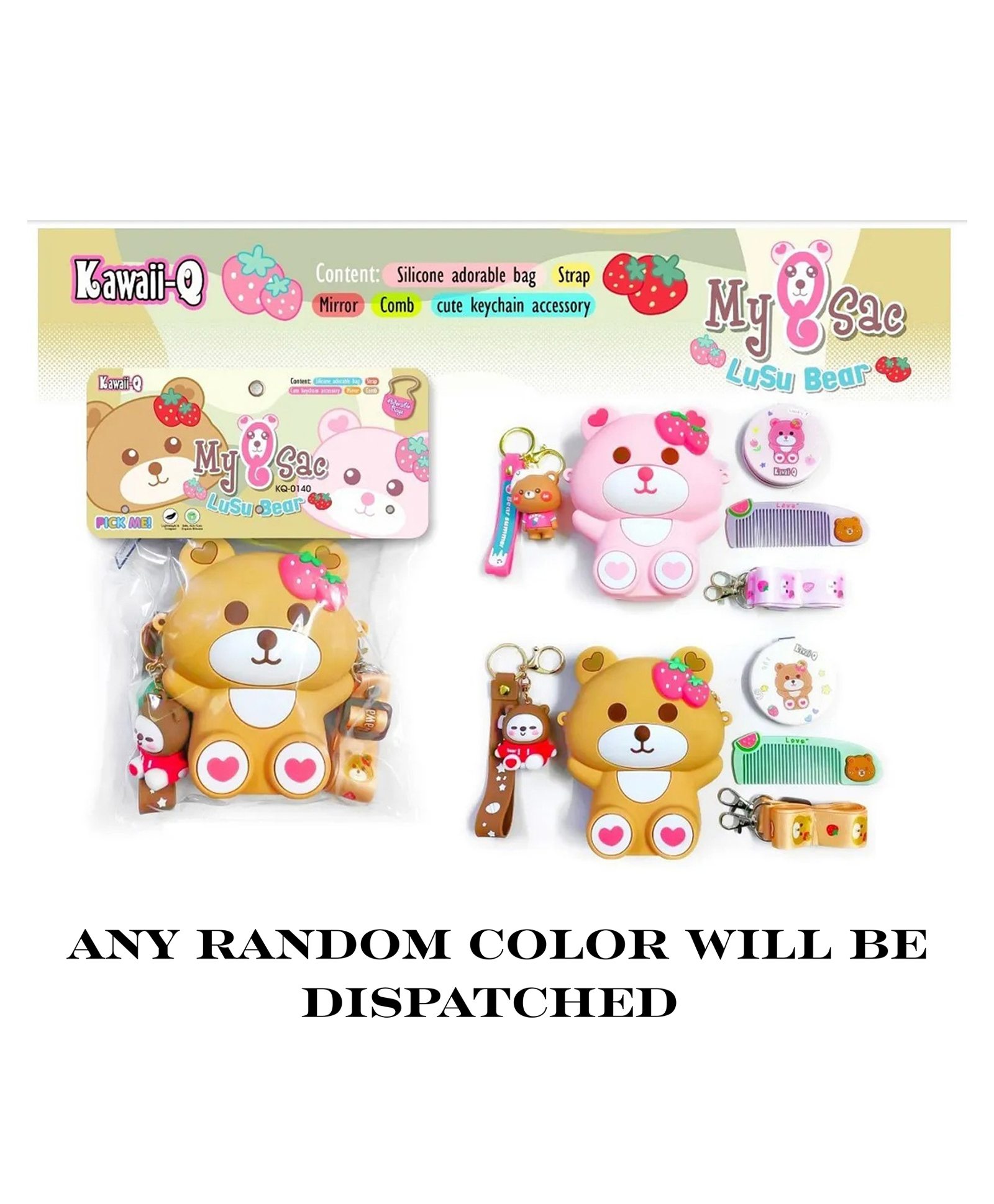 YAMAMA 5.5 Inch Silicone Cute Cartoon Sling Crossbody Purse Bags for Girls, Toys Handbag Shoulder Silicone Small Purse, Sling Bag with Key Ring, Comb and Mirror - (Pack of 1 - Color May Vary)-image-33