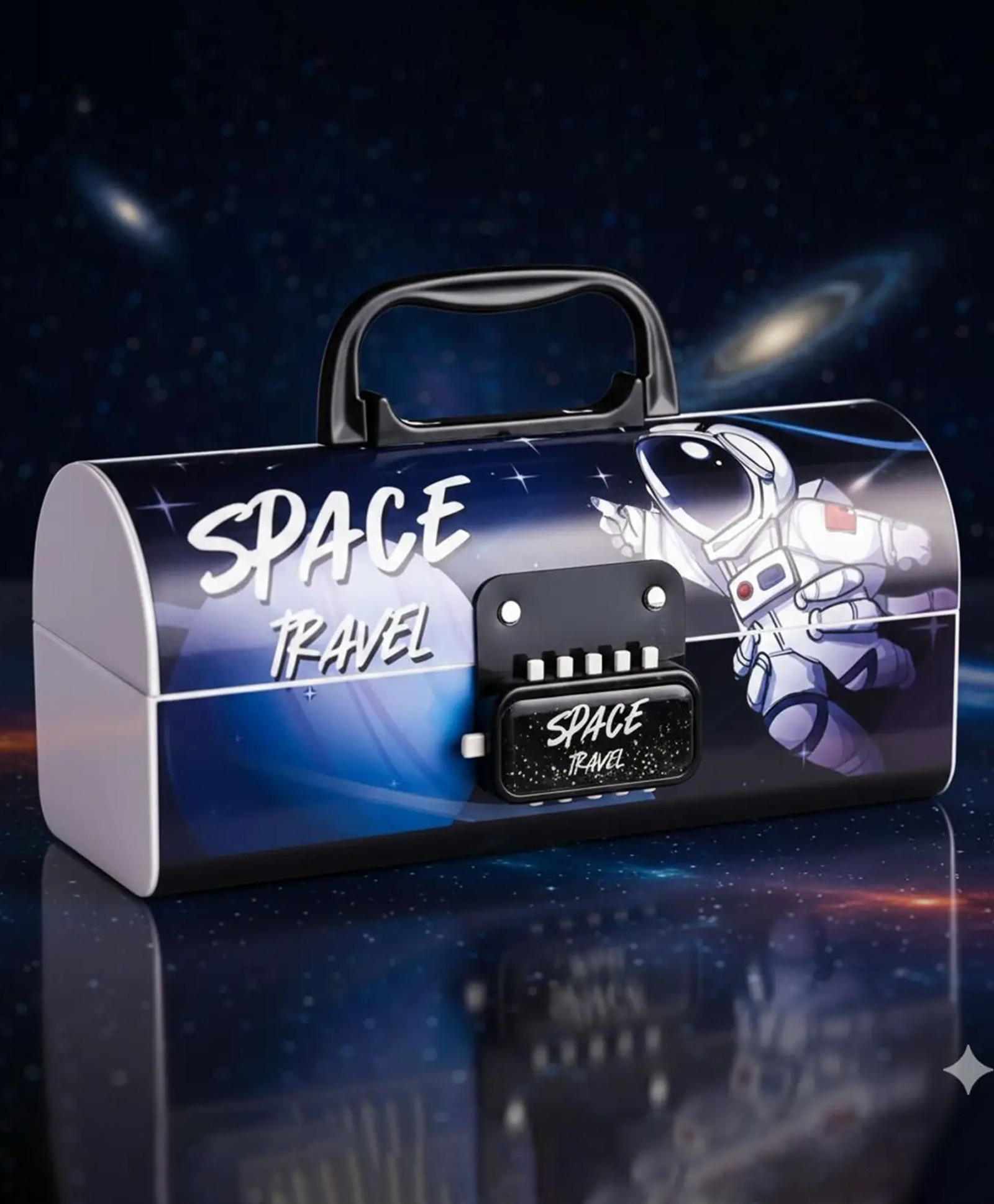 Yamama Astronaut Space Travel Compass Pencil Box for Kids with Lock System, 2 Compartments Storage Case, Pencil Case for Boys & Girls Age 3+ Years - Multicolor-image-29