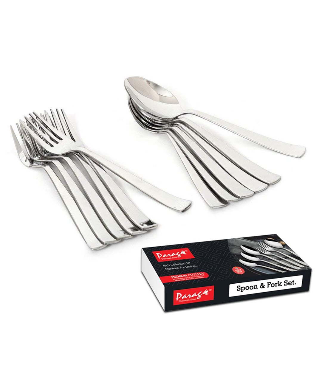 Parage Stainless Steel Spoon Set & Fork Set 12 Pieces for Tea, Coffee, Sugar, Condiments & Spices - Set of 12 Contains Spoons Set of 6 Spoon and Fork Set of 6, Mirror Polished-picture-21